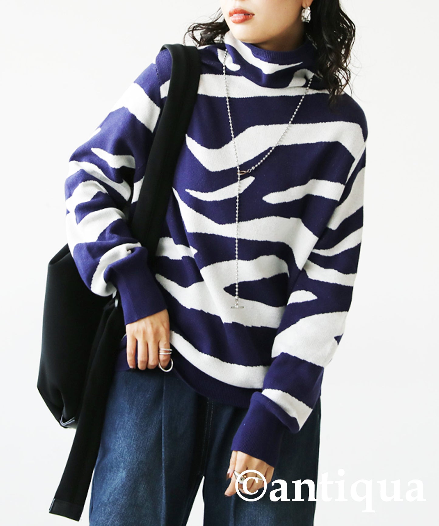 Zebra Turtleneck Knit Ladies