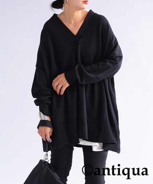 High Gauge V-neck knit Ladies