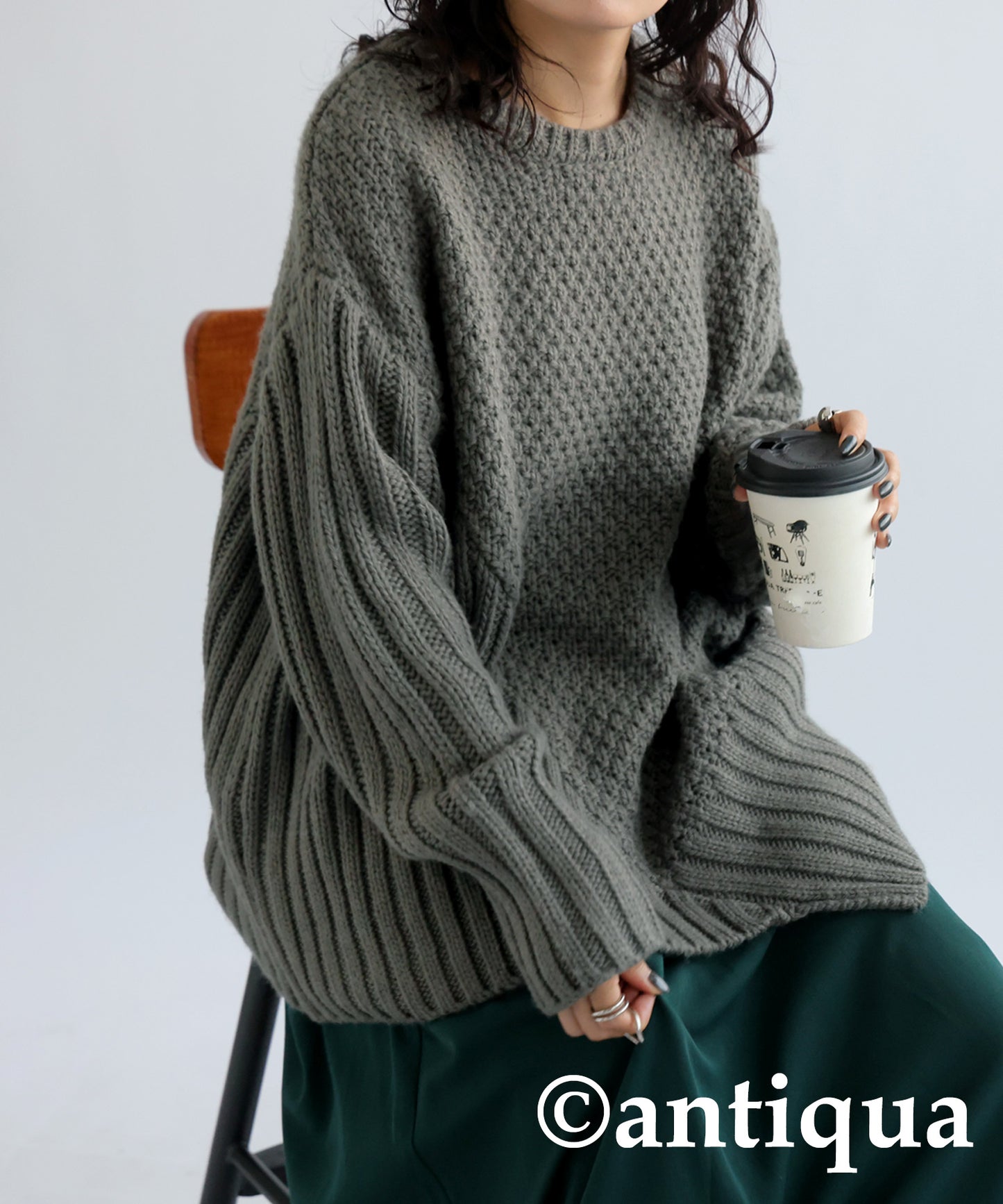 Bulky Yarn Ashime Design Knit Ladies