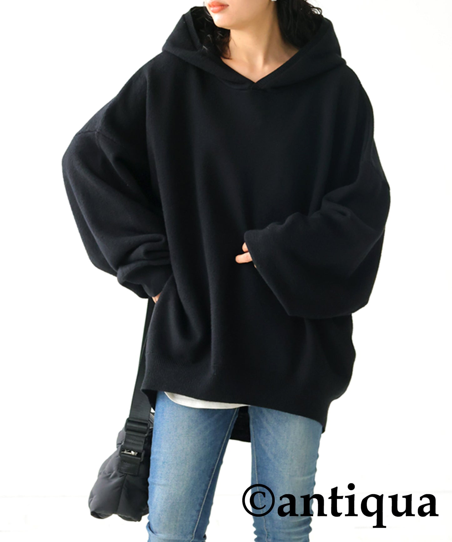 Pile Fabric Knit Hoodie Ladies