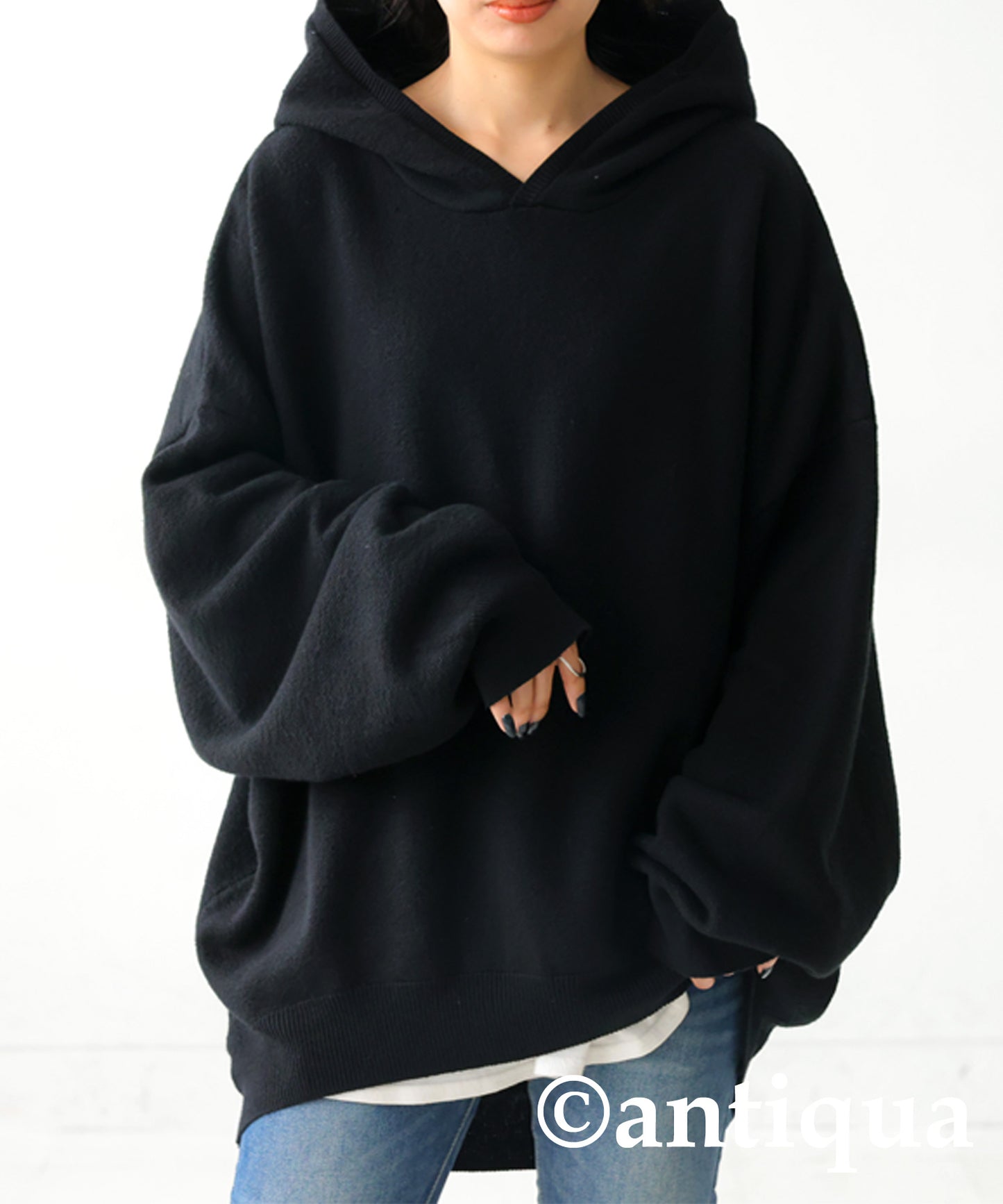 Pile Fabric Knit Hoodie Ladies