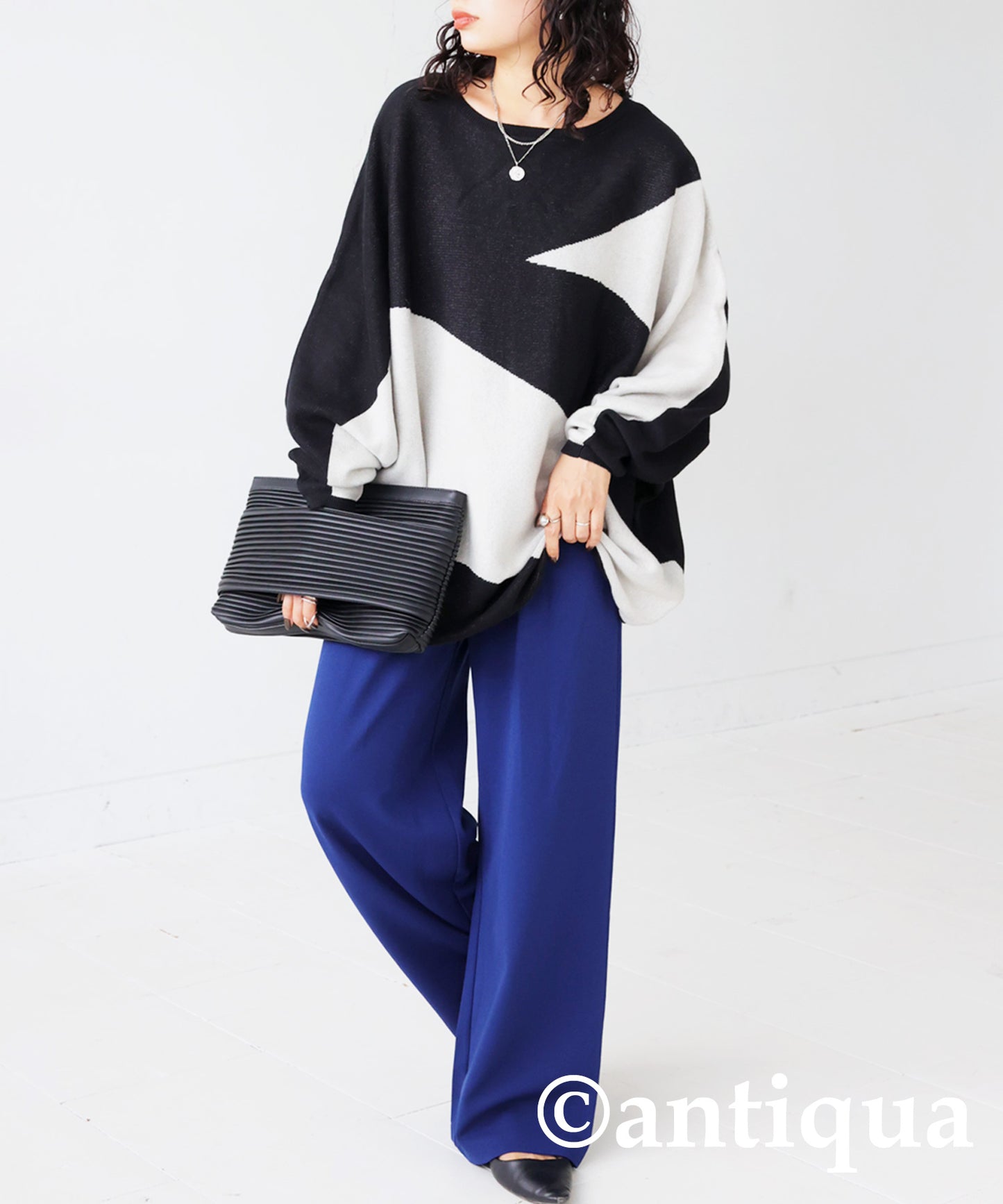 Nuance pattern Dolman sleeve Knit Ladies