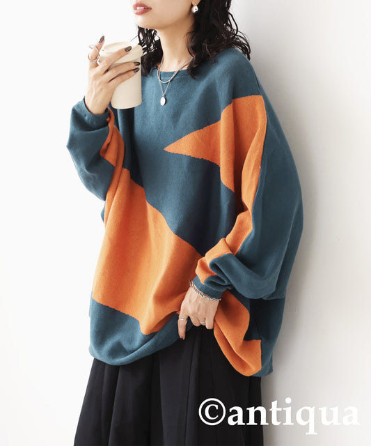 Nuance pattern Dolman sleeve Knit Ladies