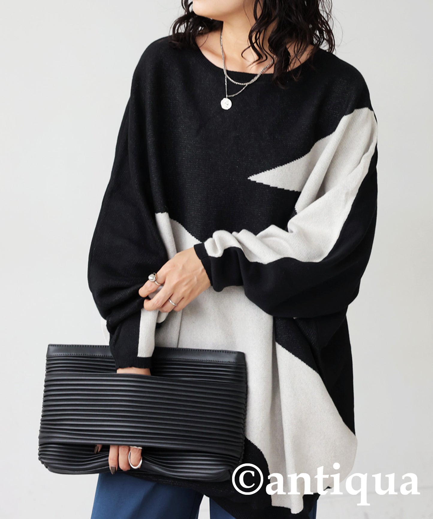 Nuance pattern Dolman sleeve Knit Ladies