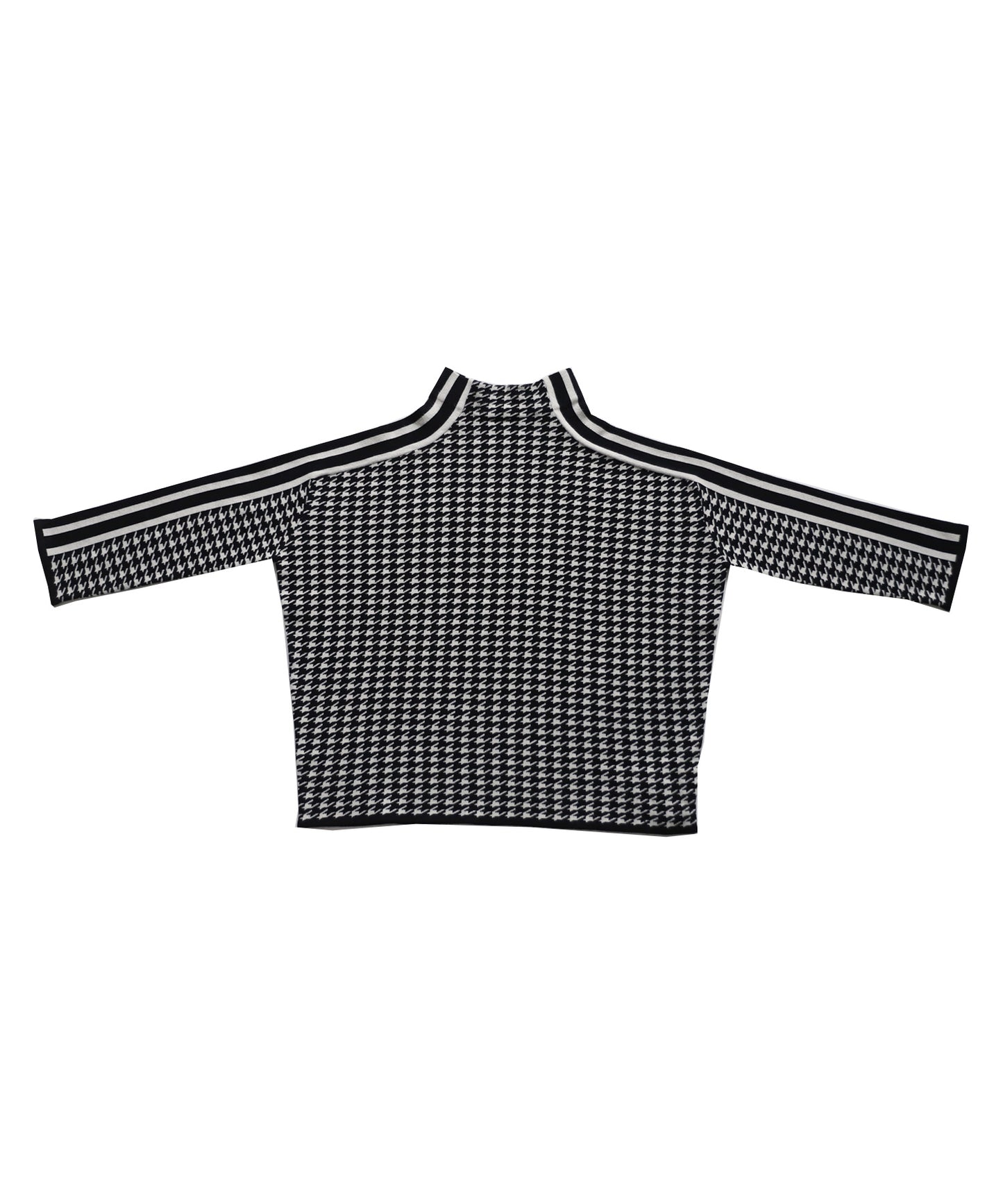 Houndstooth pattern Mock neck Knit tops Ladies