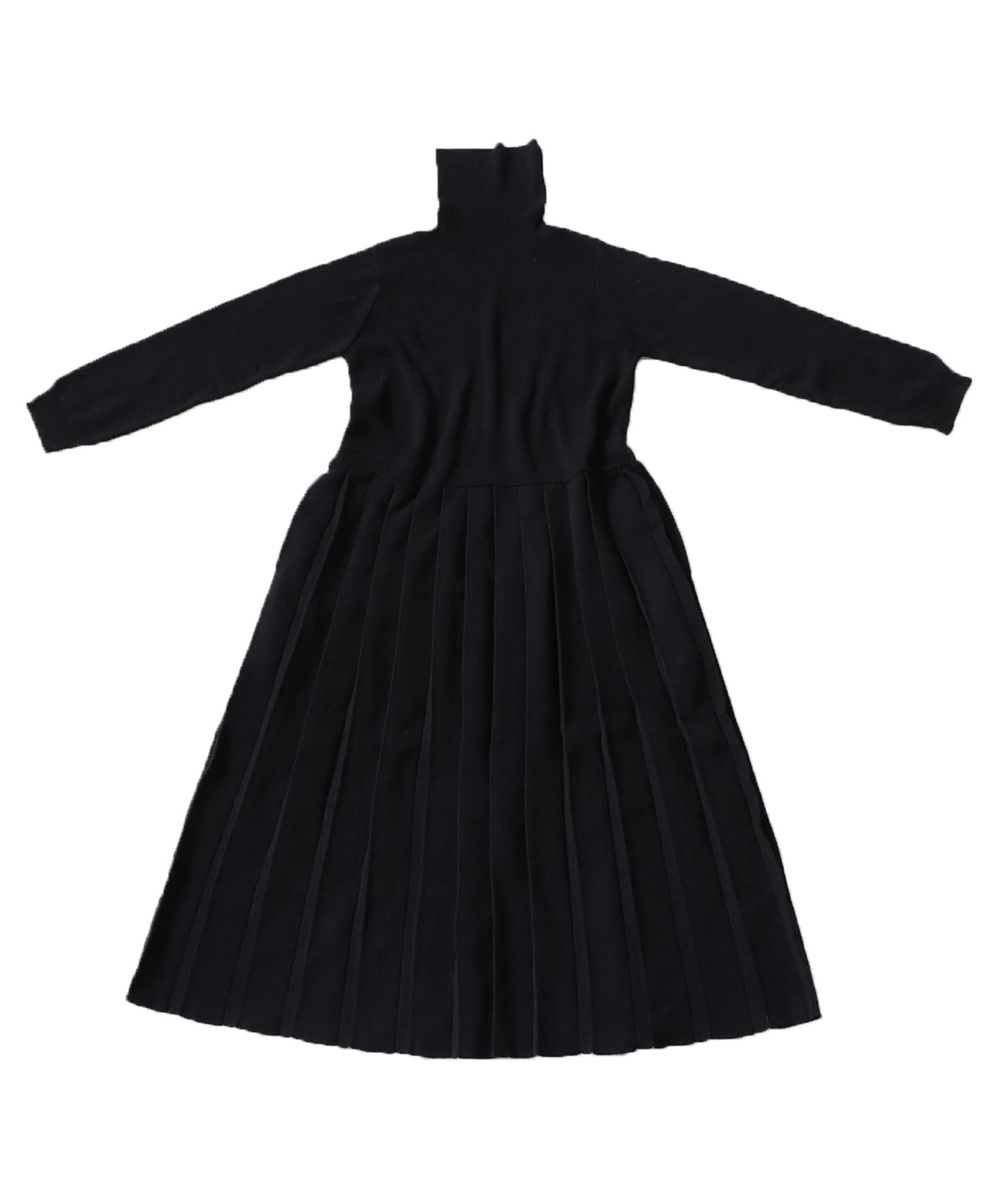 High neck knit pleated dress Ladies