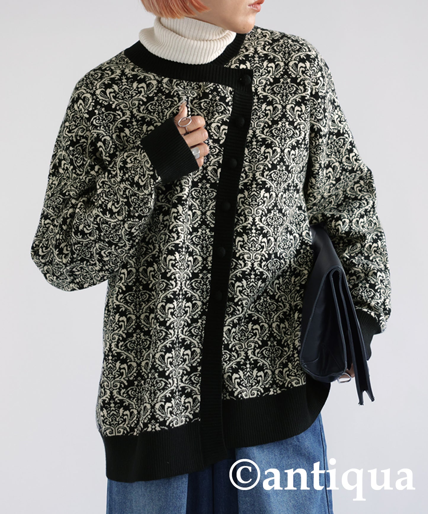 Damask Pattern Cardigan Ladies