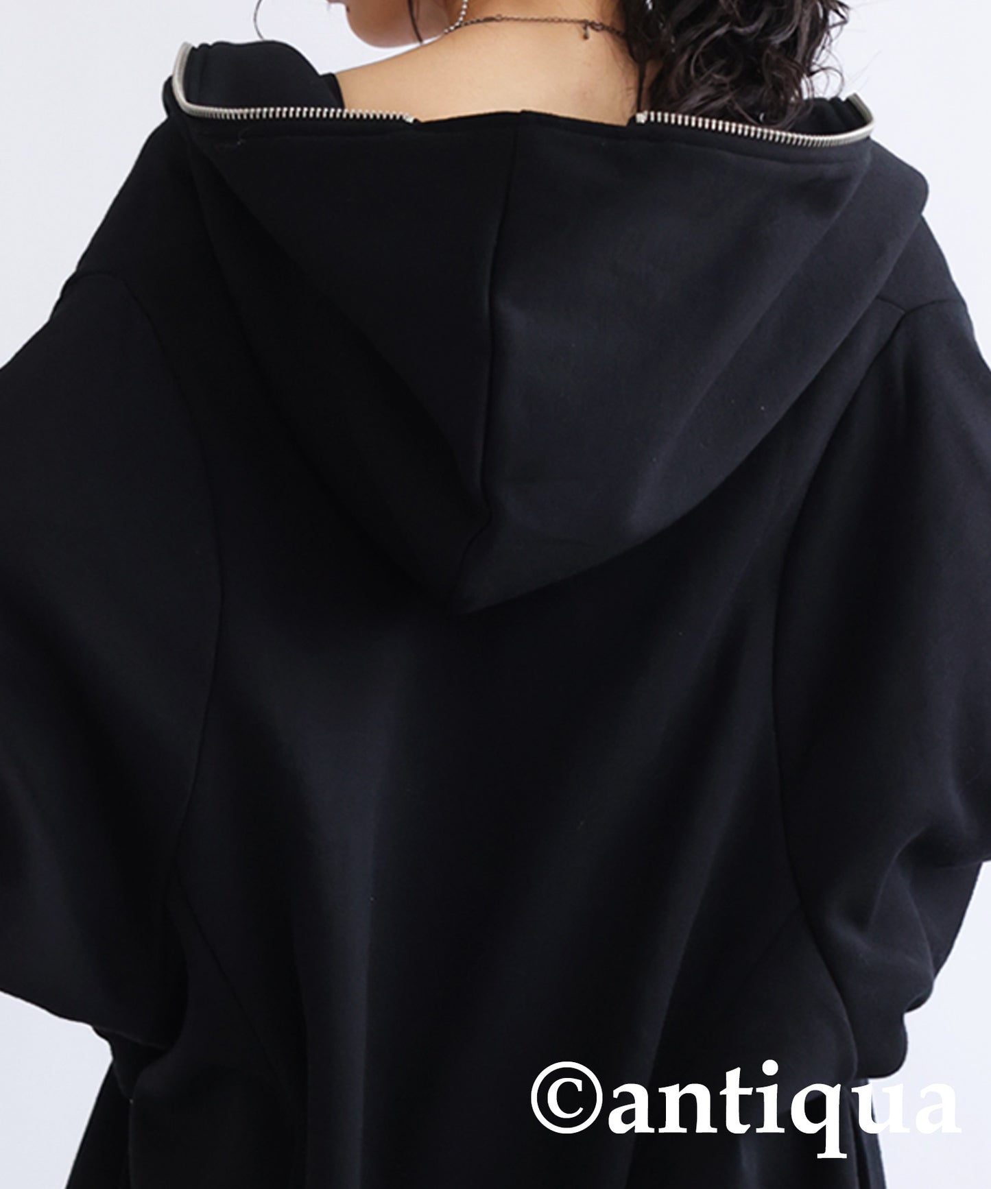 Zipper Design Long Hoodie Ladies