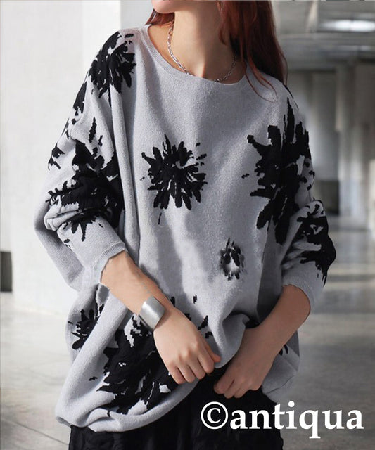 Floral Pattern Dolman Knit Ladies