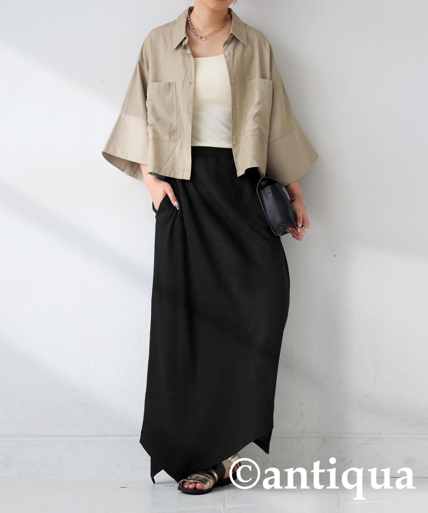 Rib Switching Skirt Ladies