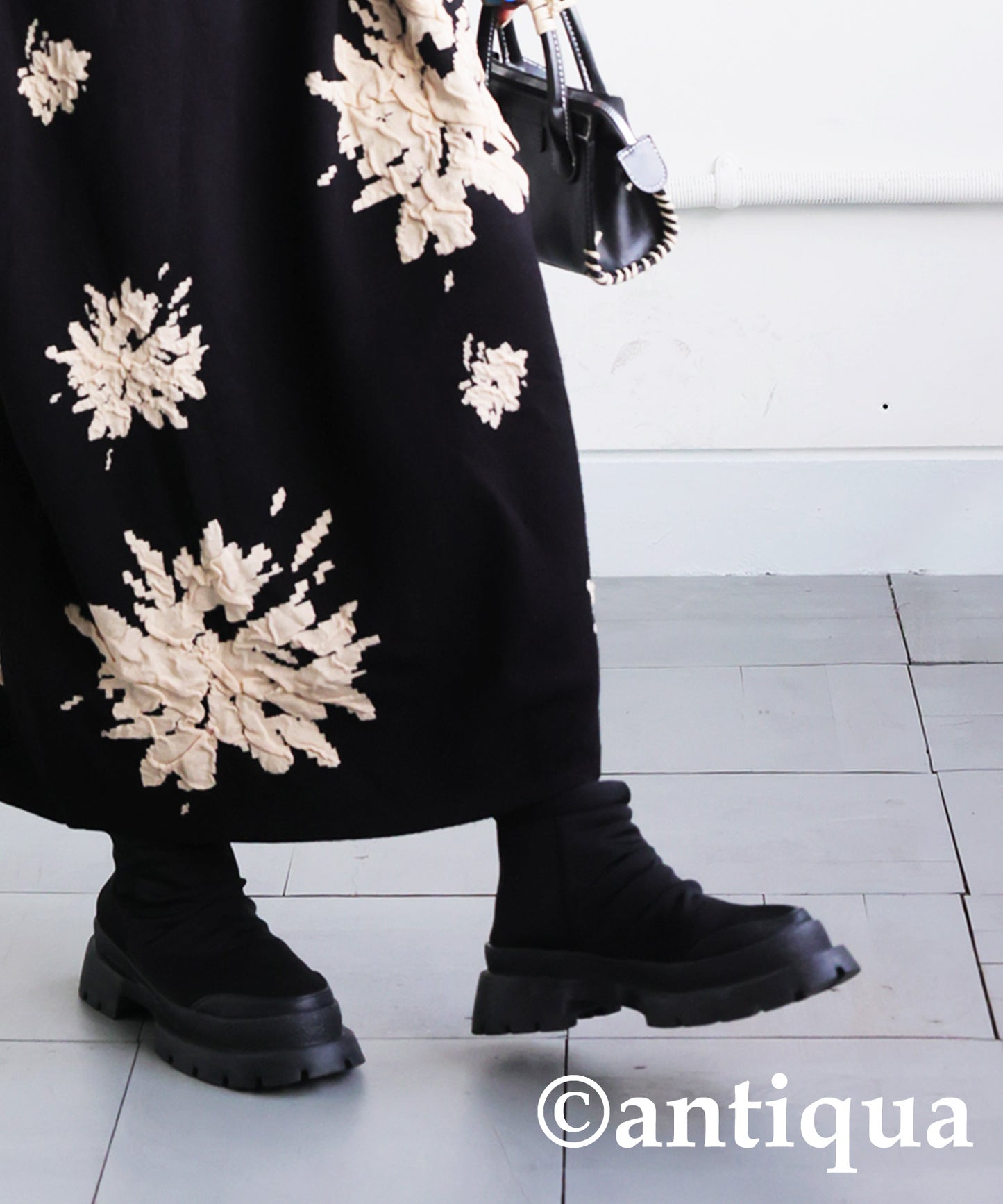 Floral Pattern Dolman Knit Dress Ladies