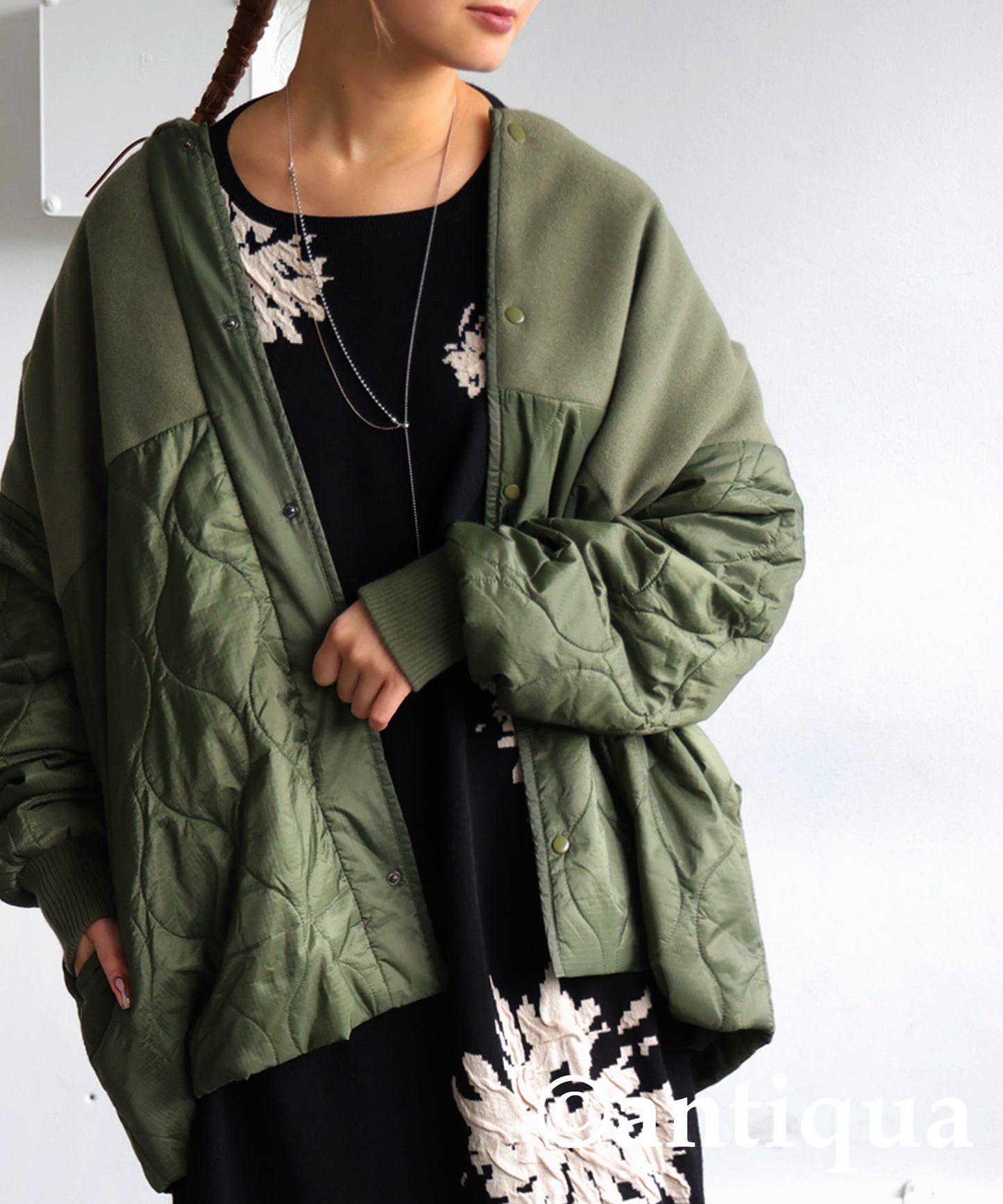 Floral Pattern Dolman Knit Dress Ladies