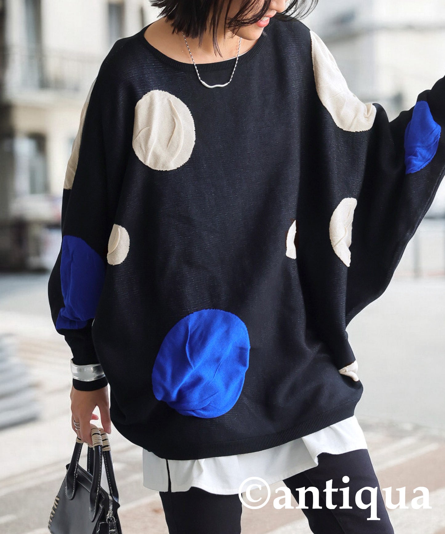 Dot Pattern Dolman Knit Ladies