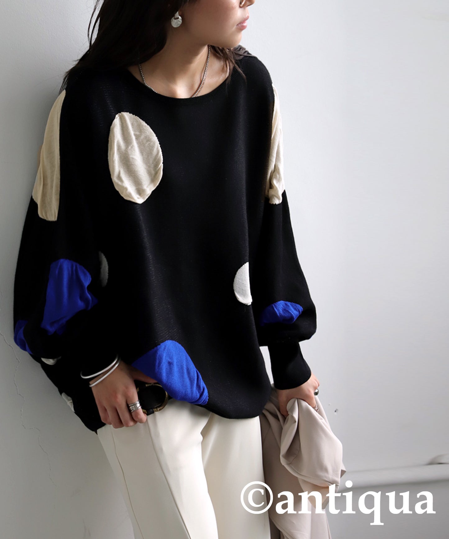 Dot Pattern Dolman Knit Ladies