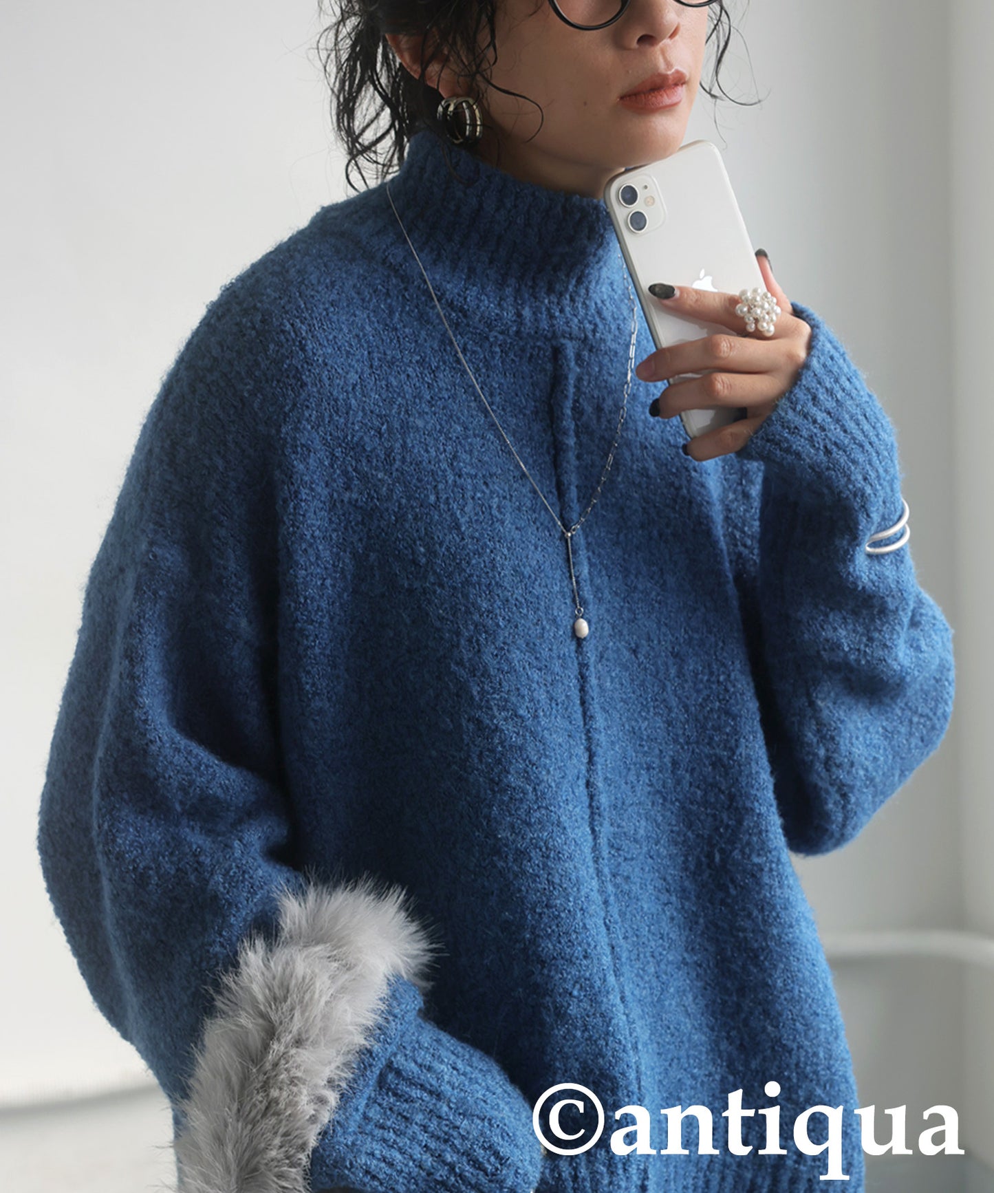 Boucle High Neck Knit Ladies