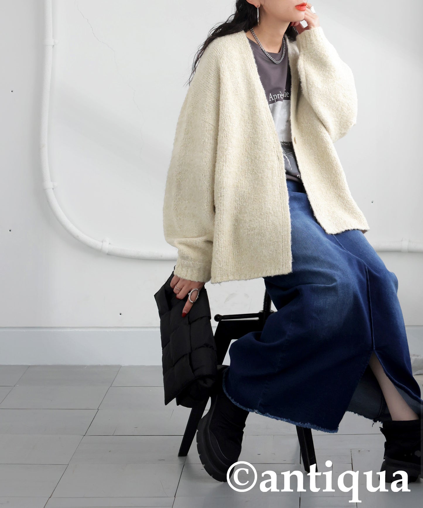 Boucle Knit Cardigan Ladies