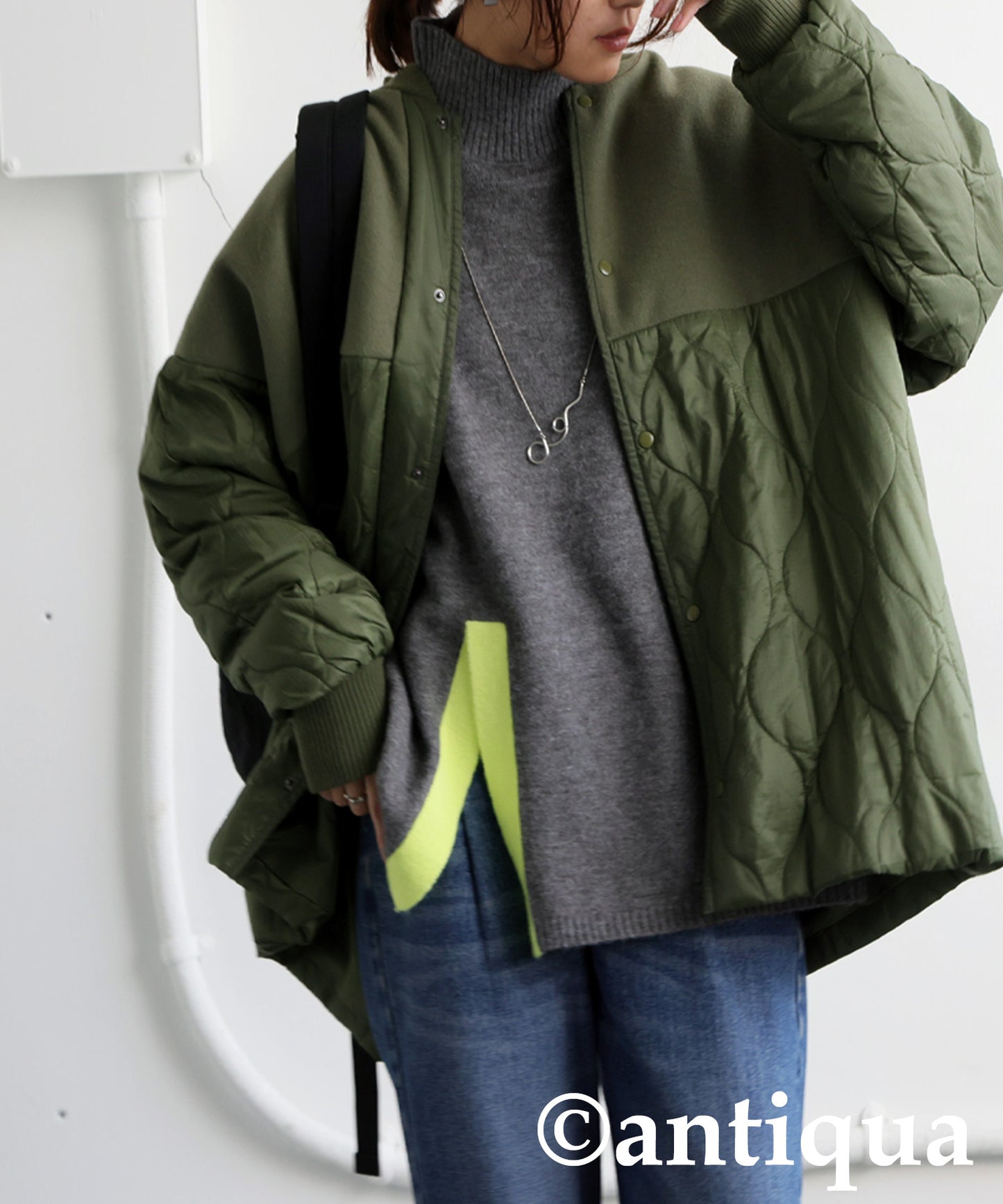 High Neck Slit Knit Ladies