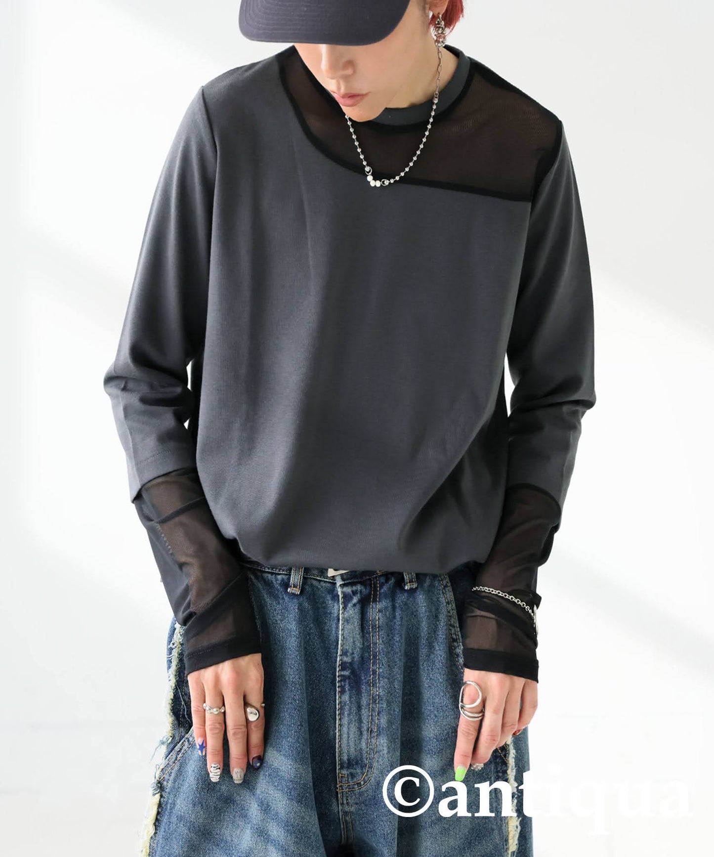 Sheer Switching Tops Ladies