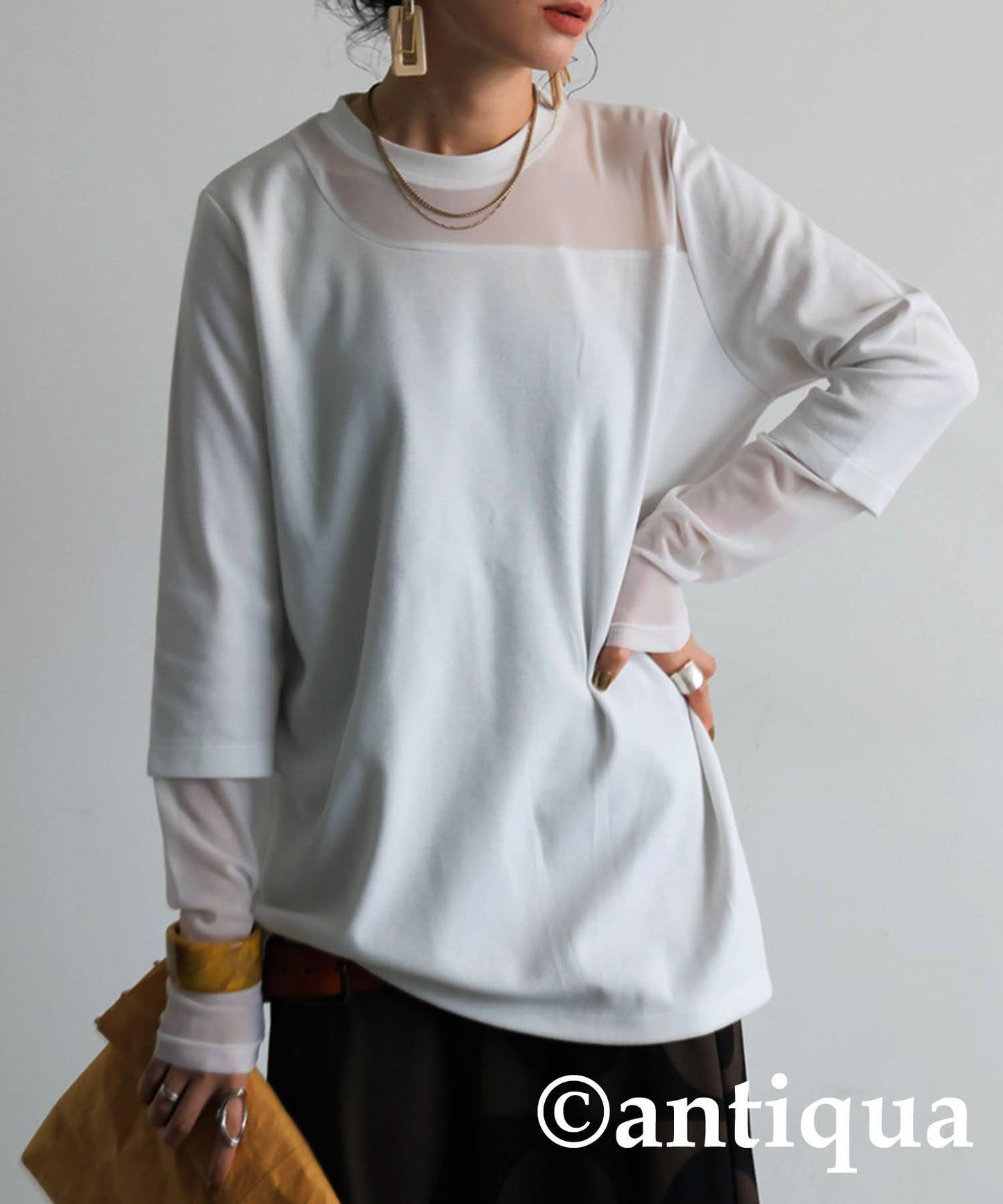 Sheer Switching Tops Ladies