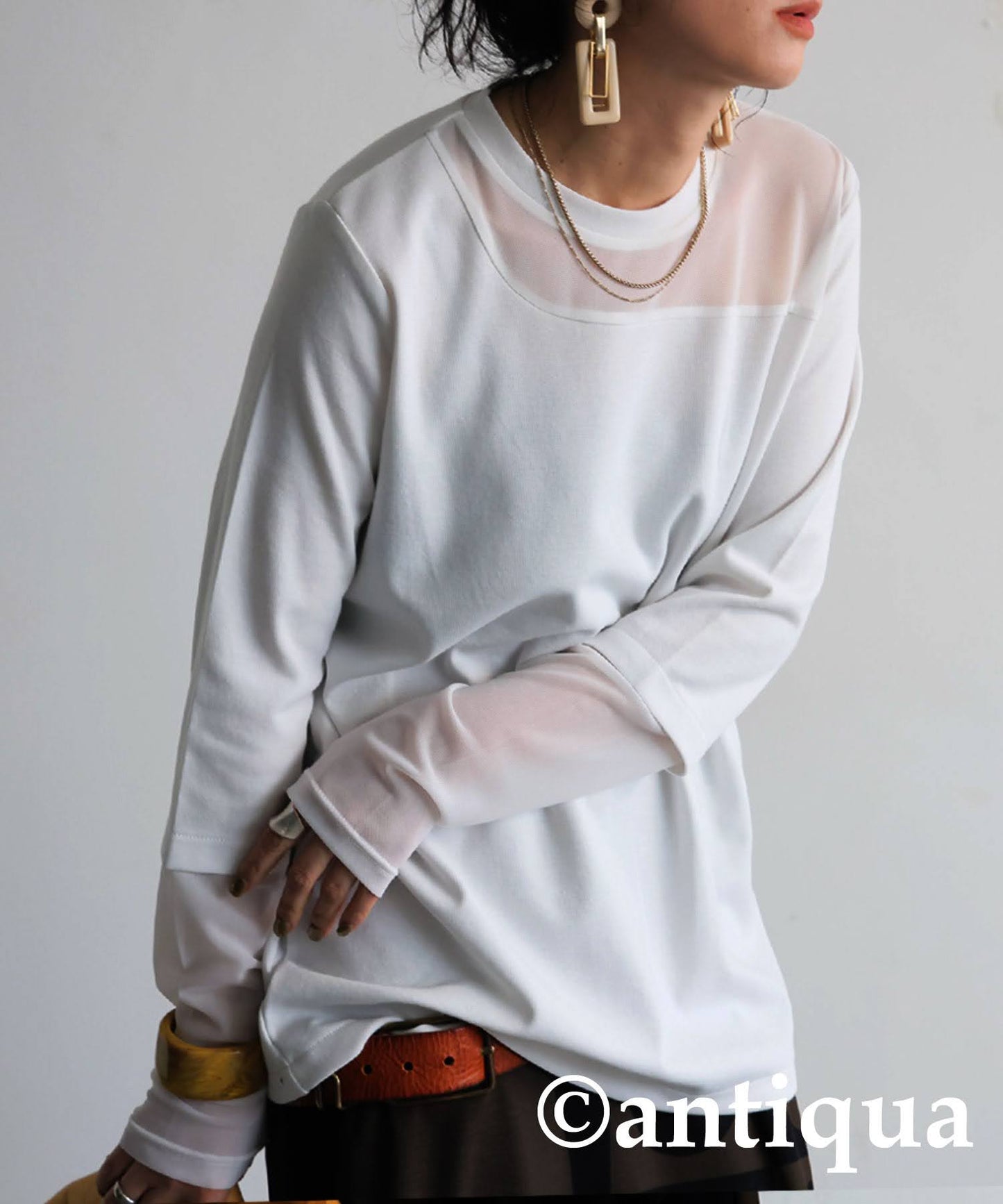 Sheer Switching Tops Ladies