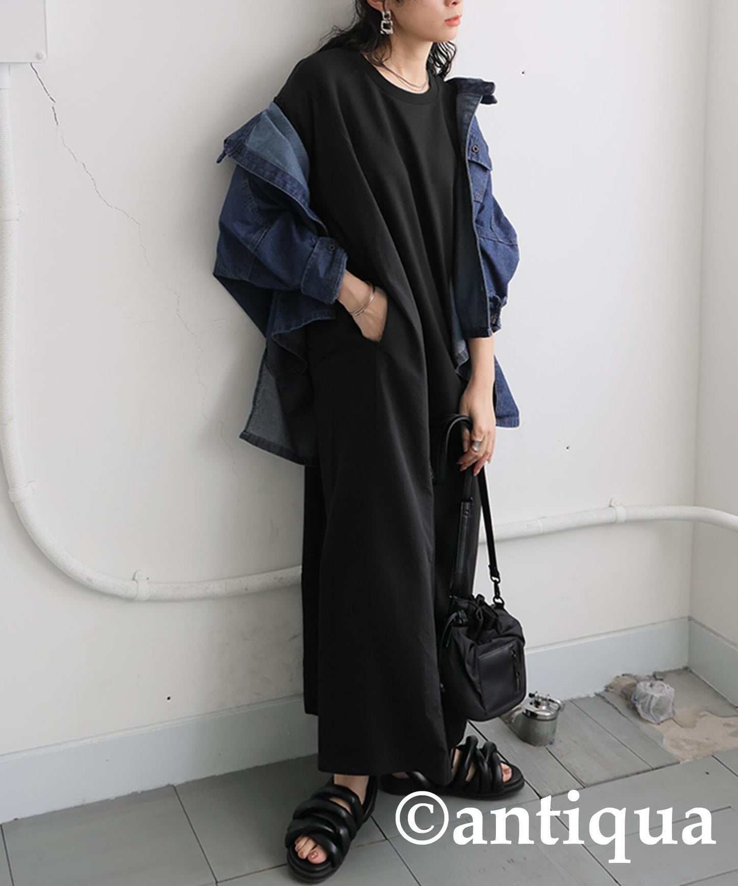 Ladies 3 Material Switching Docking A-Line Dress