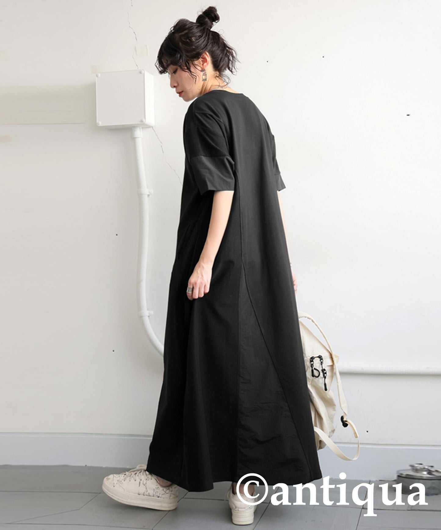 Ladies 3 Material Switching Docking A-Line Dress