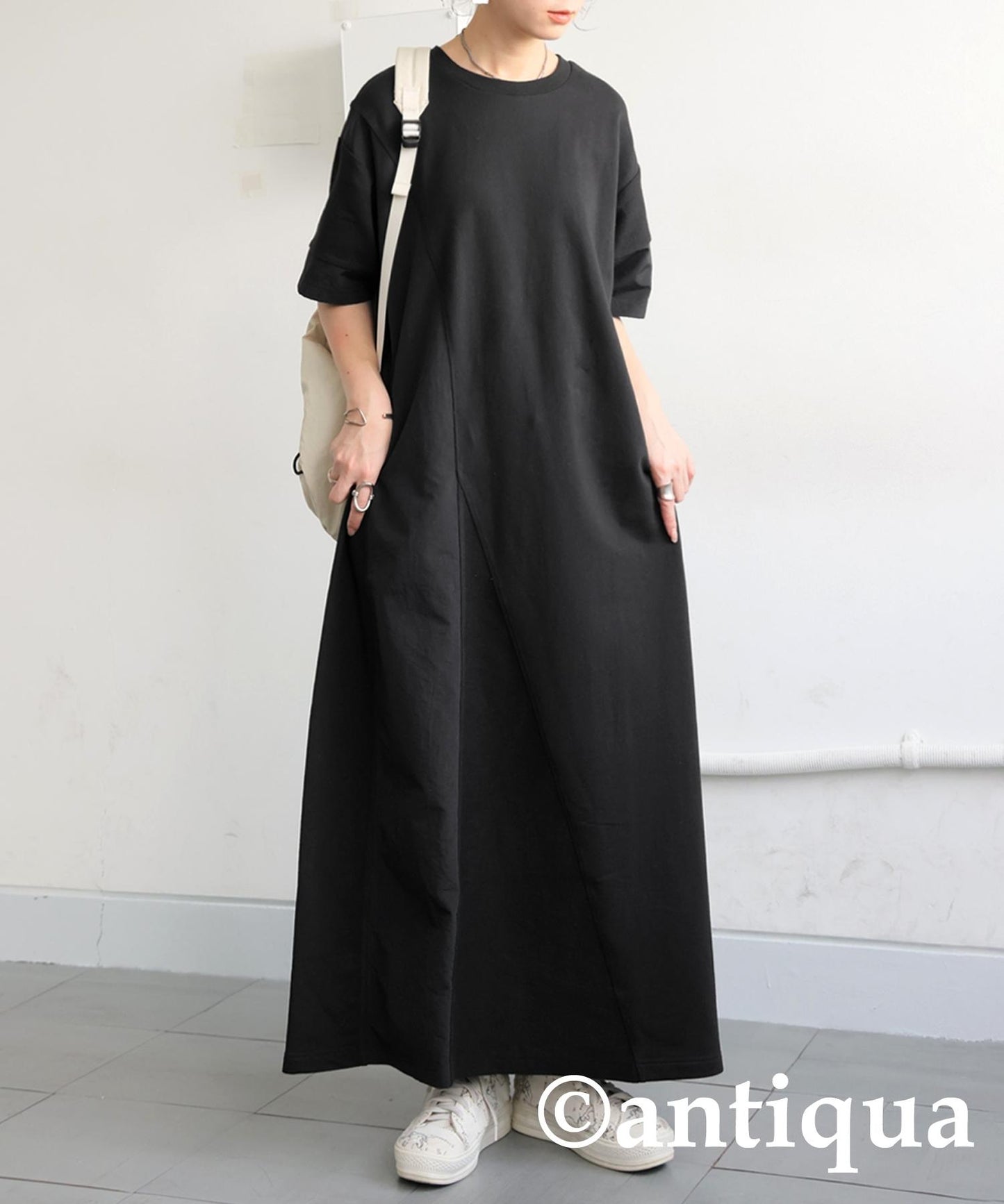 Ladies 3 Material Switching Docking A-Line Dress