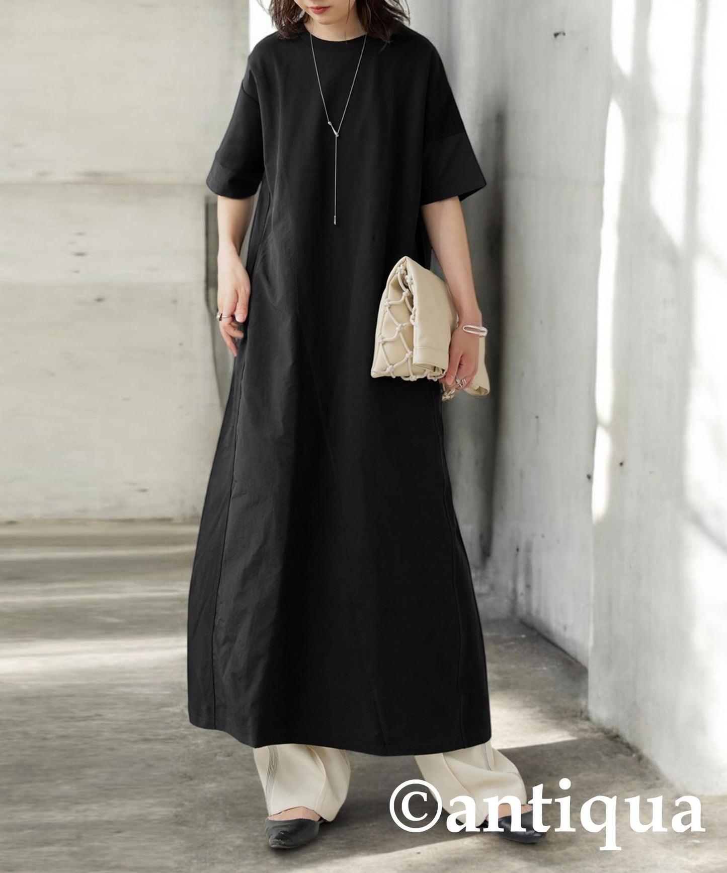 Ladies 3 Material Switching Docking A-Line Dress