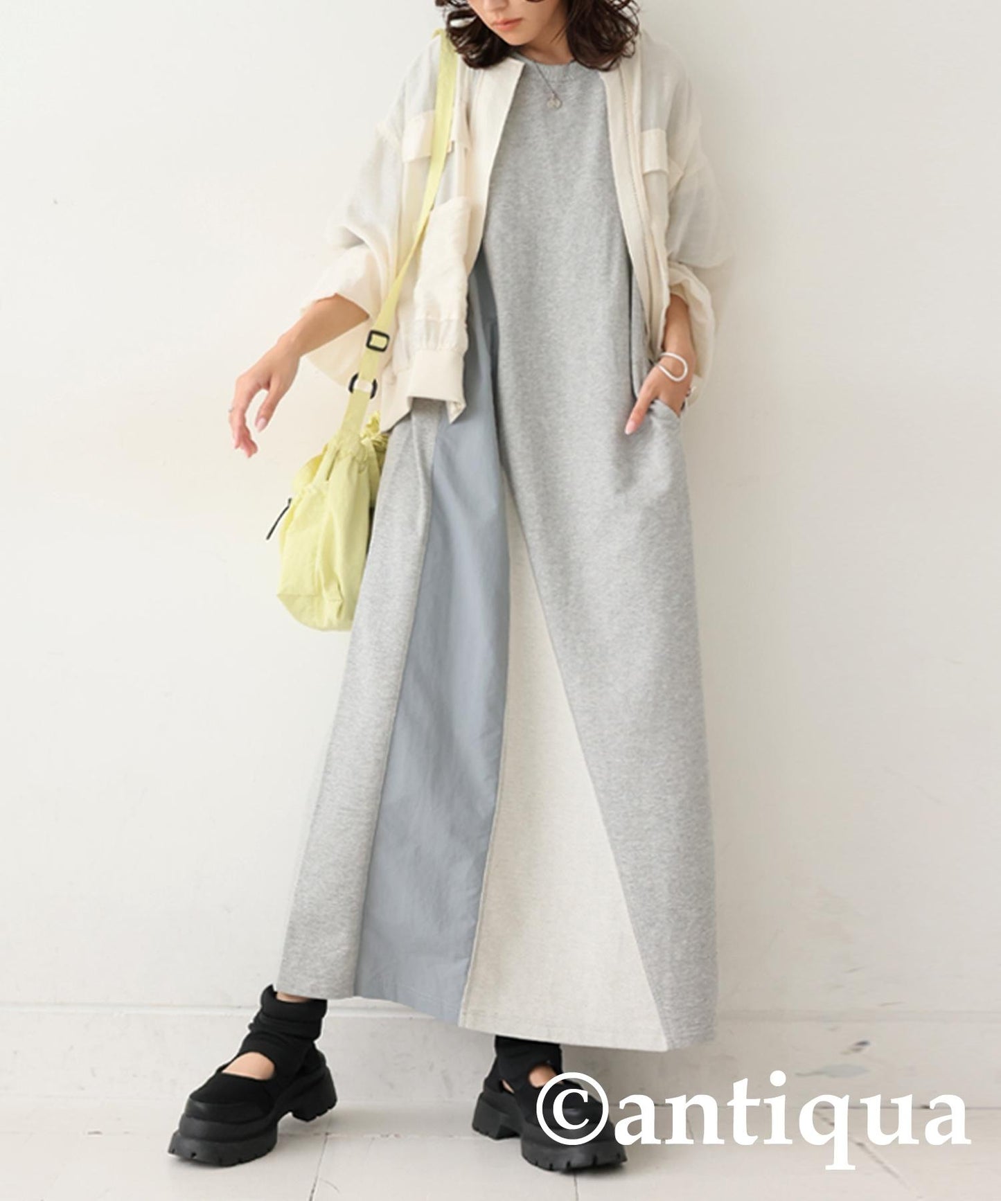 Ladies 3 Material Switching Docking A-Line Dress