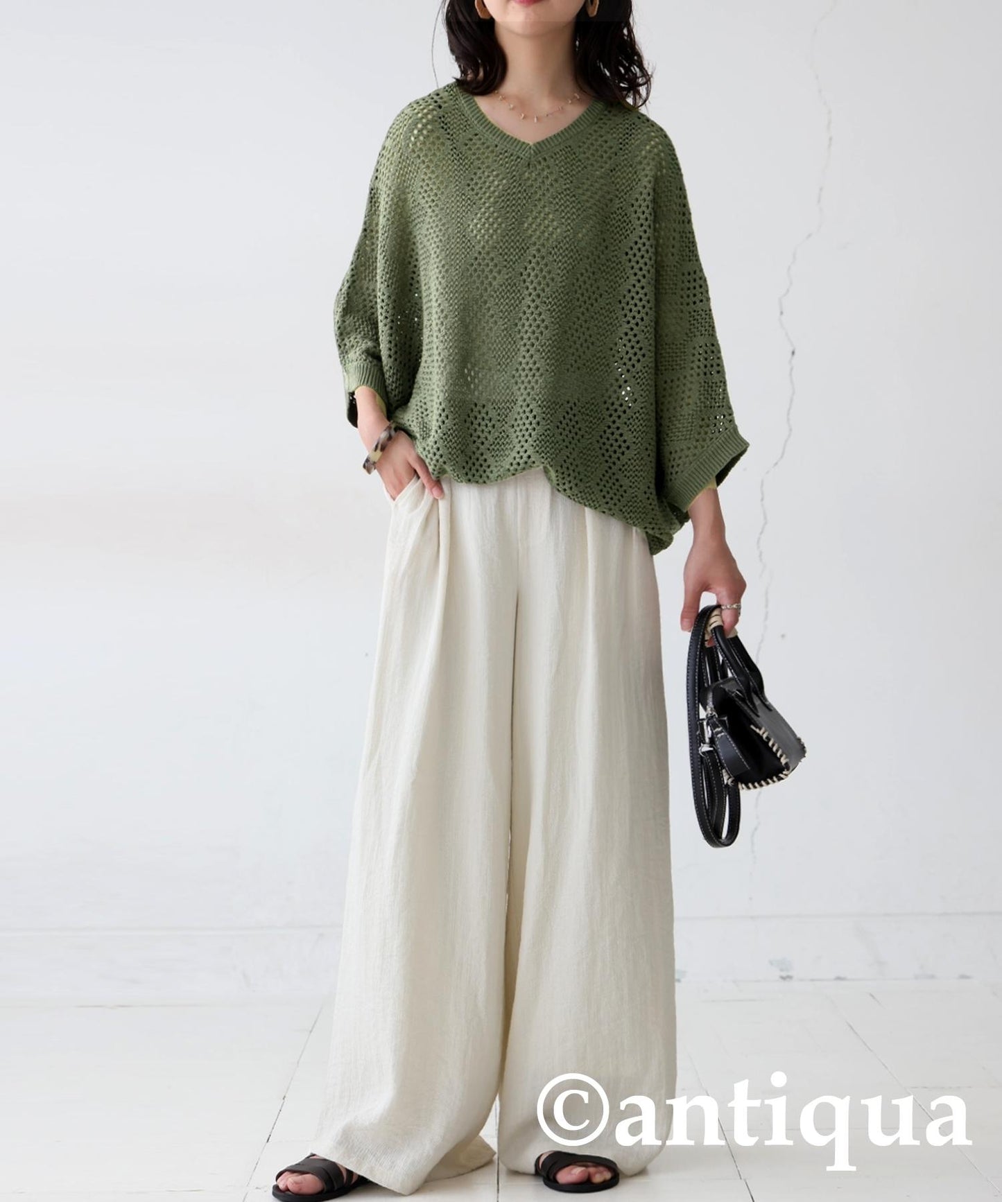 Ladies Dolman Openwork Knit Tops