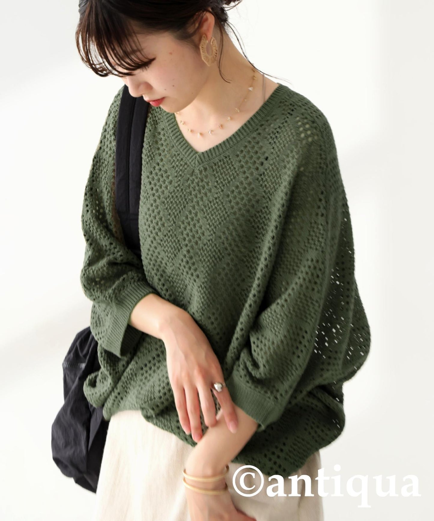 Ladies Dolman Openwork Knit Tops