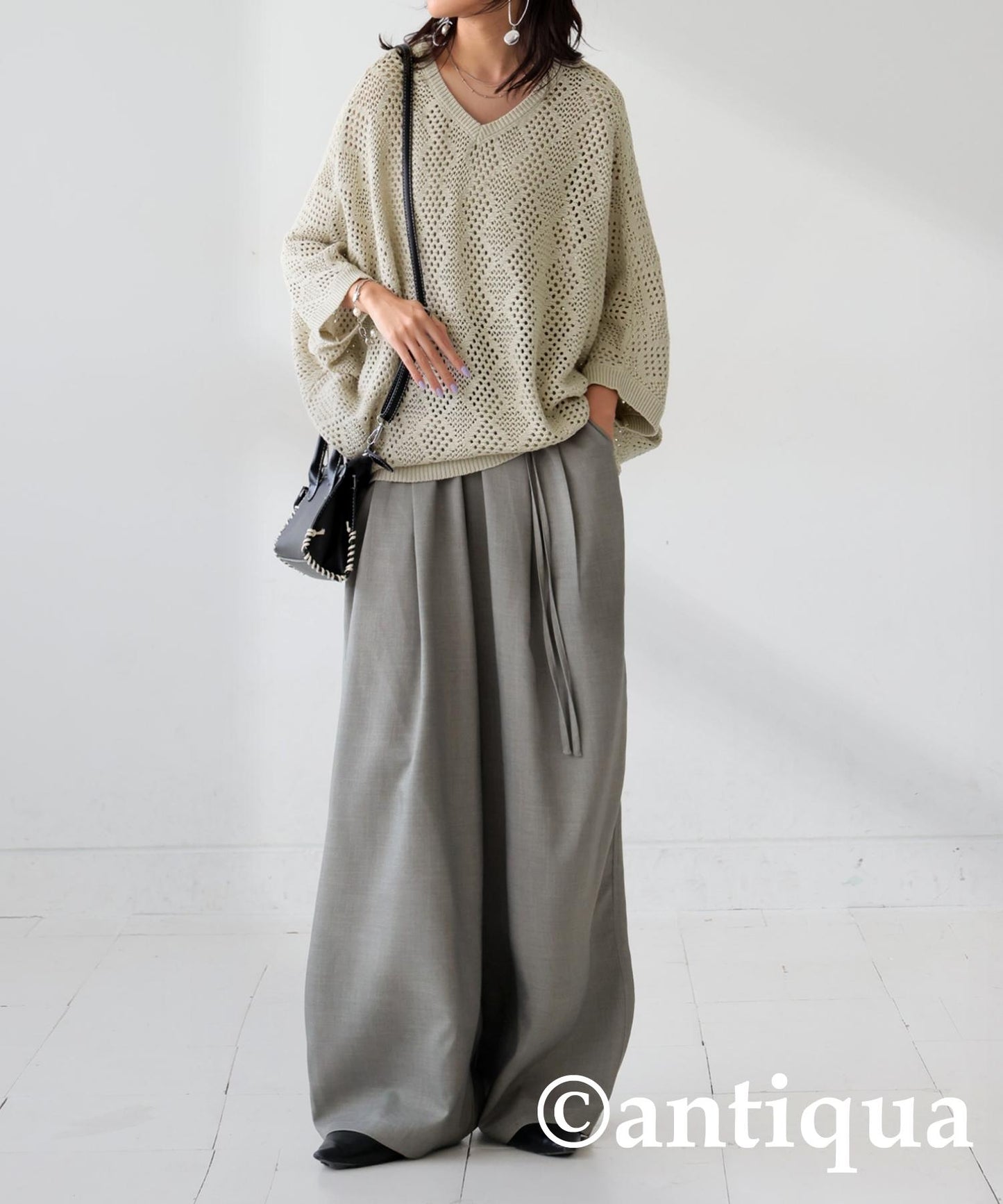 Ladies Dolman Openwork Knit Tops