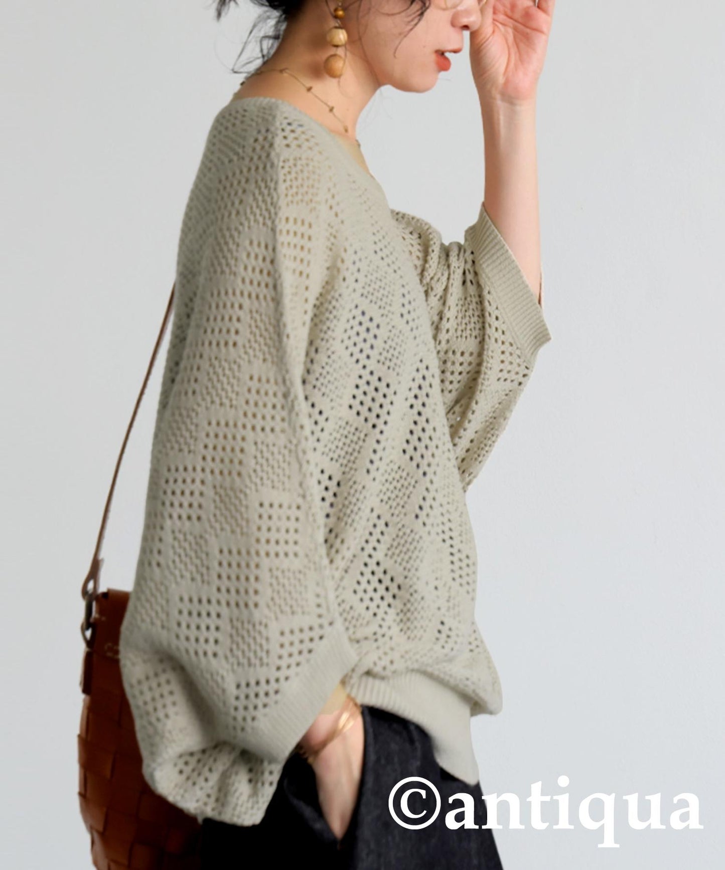 Ladies Dolman Openwork Knit Tops