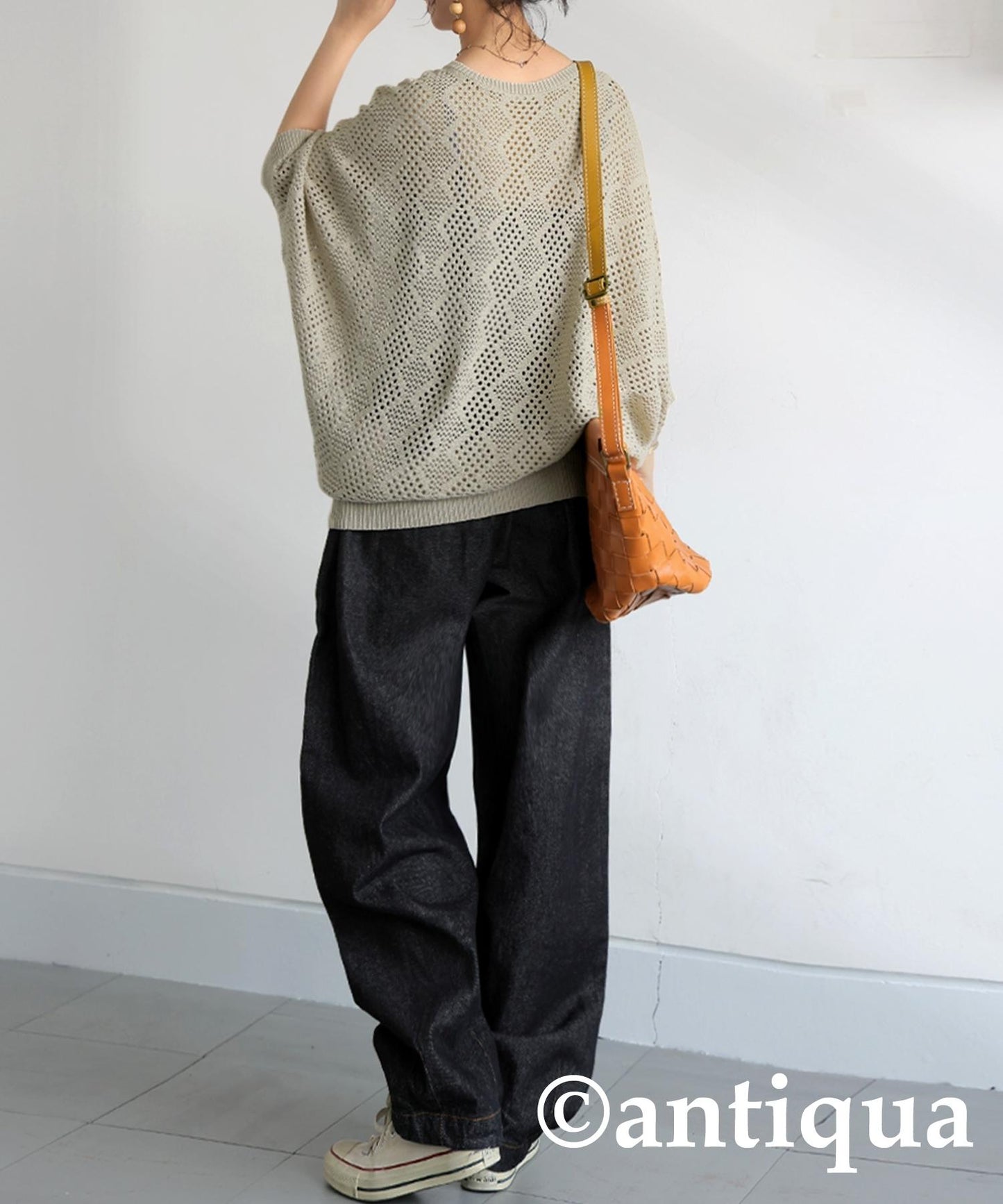 Ladies Dolman Openwork Knit Tops