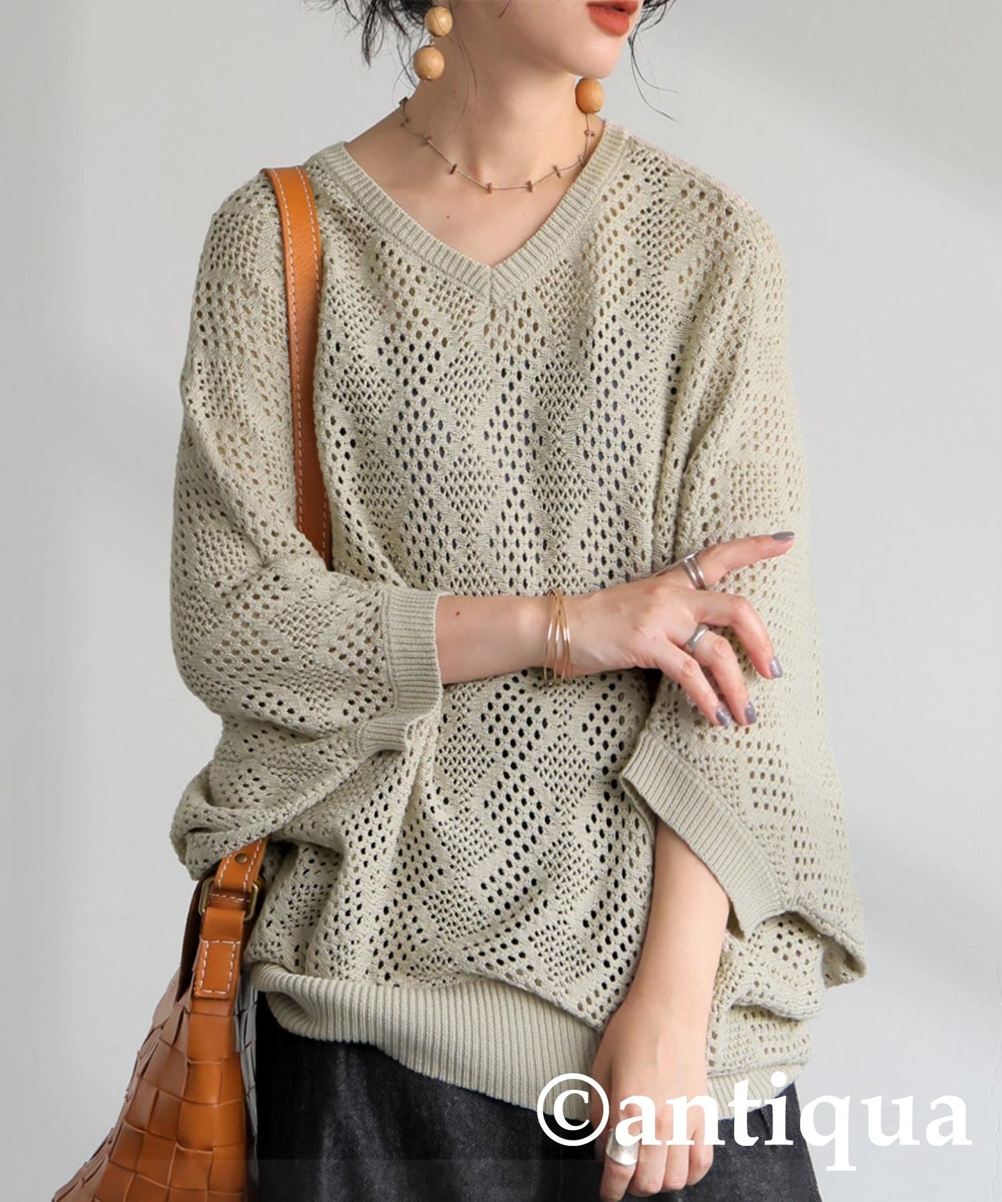 Ladies Dolman Openwork Knit Tops