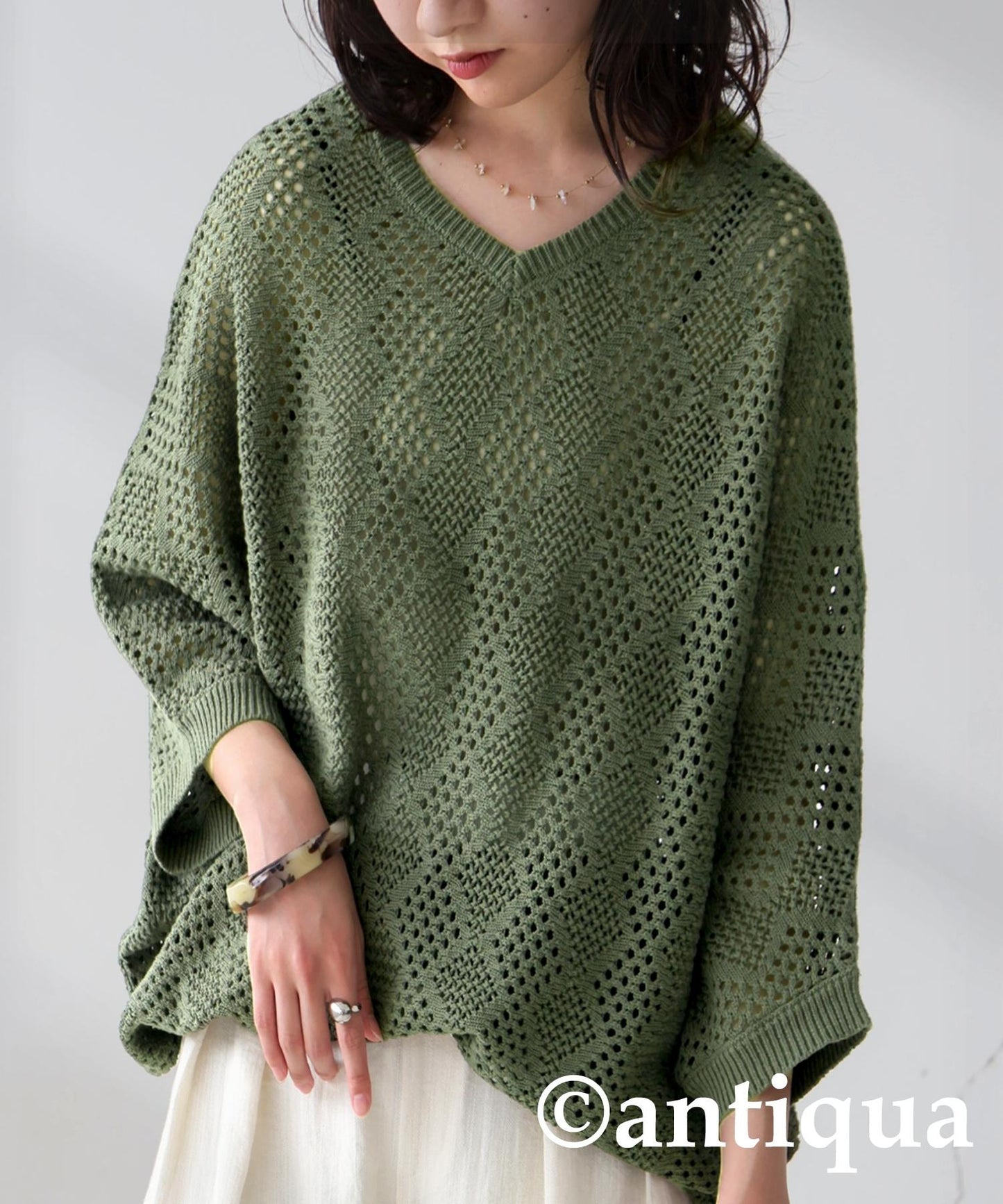 Ladies Dolman Openwork Knit Tops