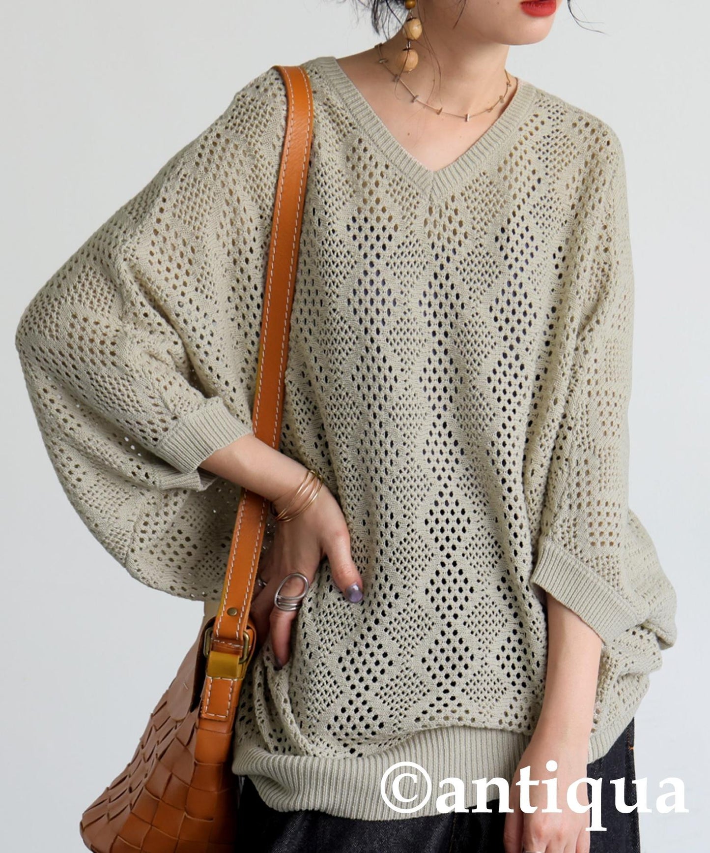 Ladies Dolman Openwork Knit Tops