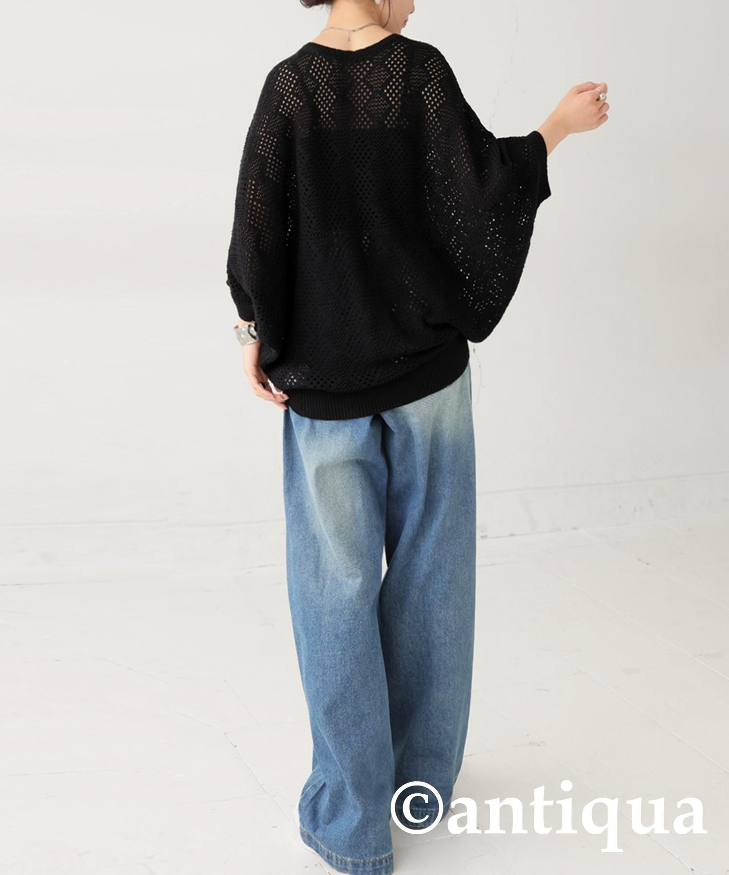 Ladies Dolman Openwork Knit Tops