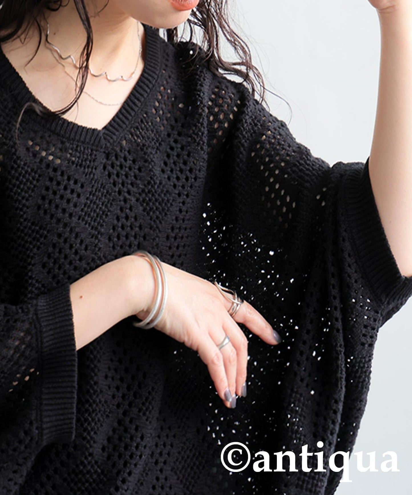 Ladies Dolman Openwork Knit Tops