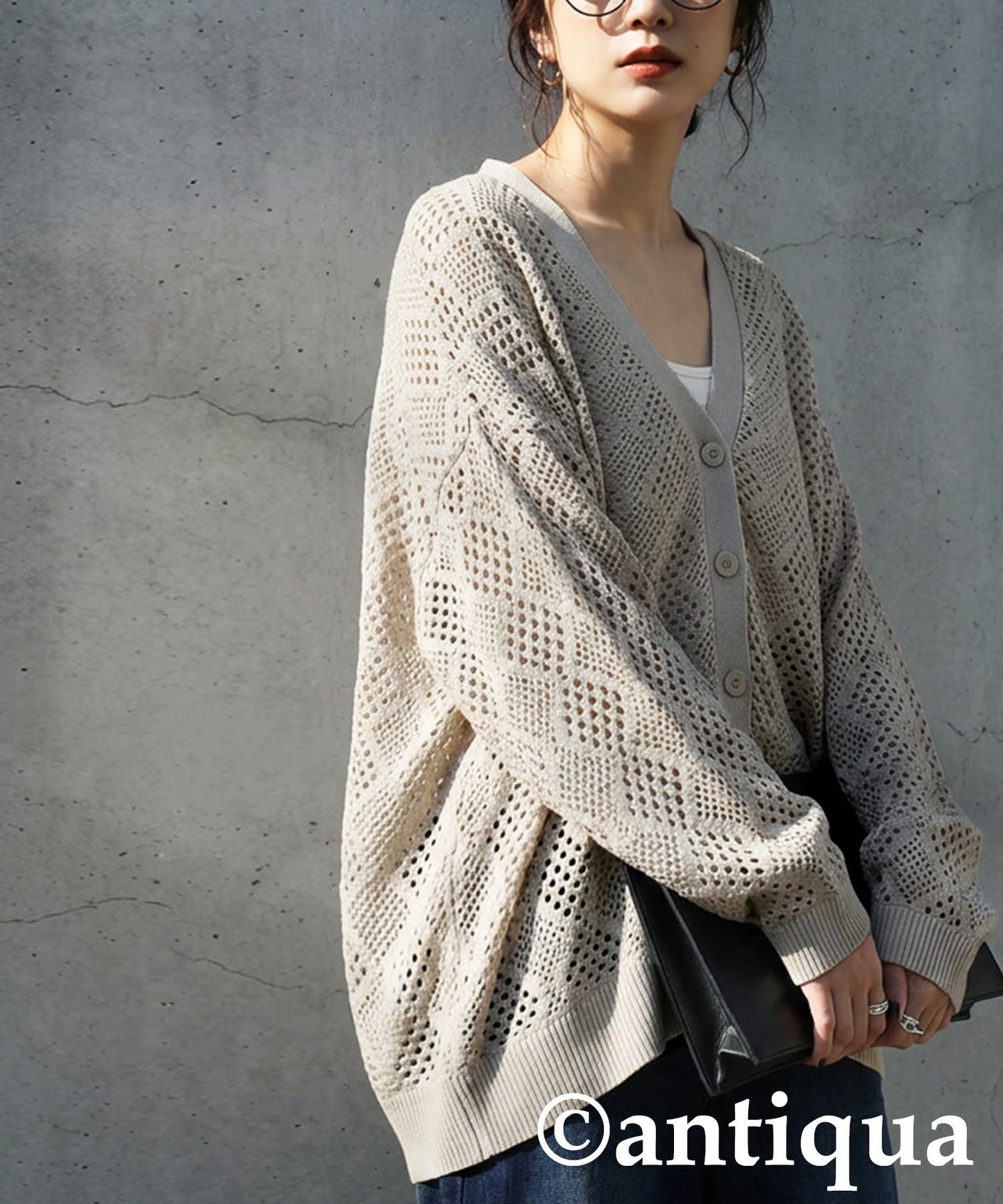 Openwork Knit Cardigan Ladies