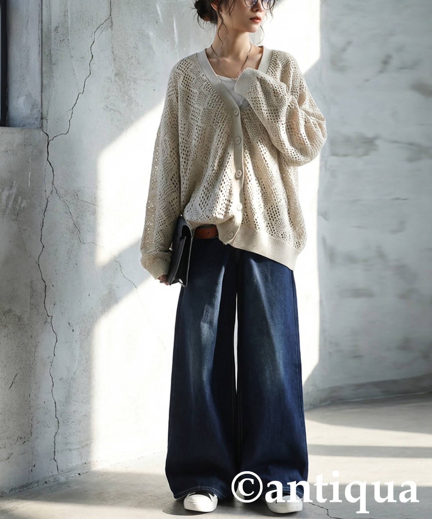 Openwork Knit Cardigan Ladies