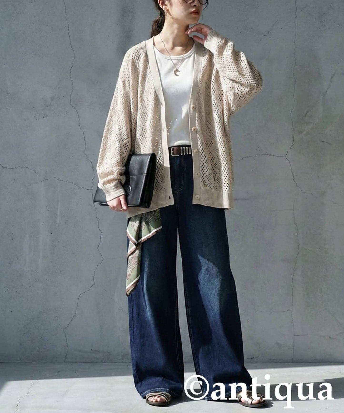 Openwork Knit Cardigan Ladies