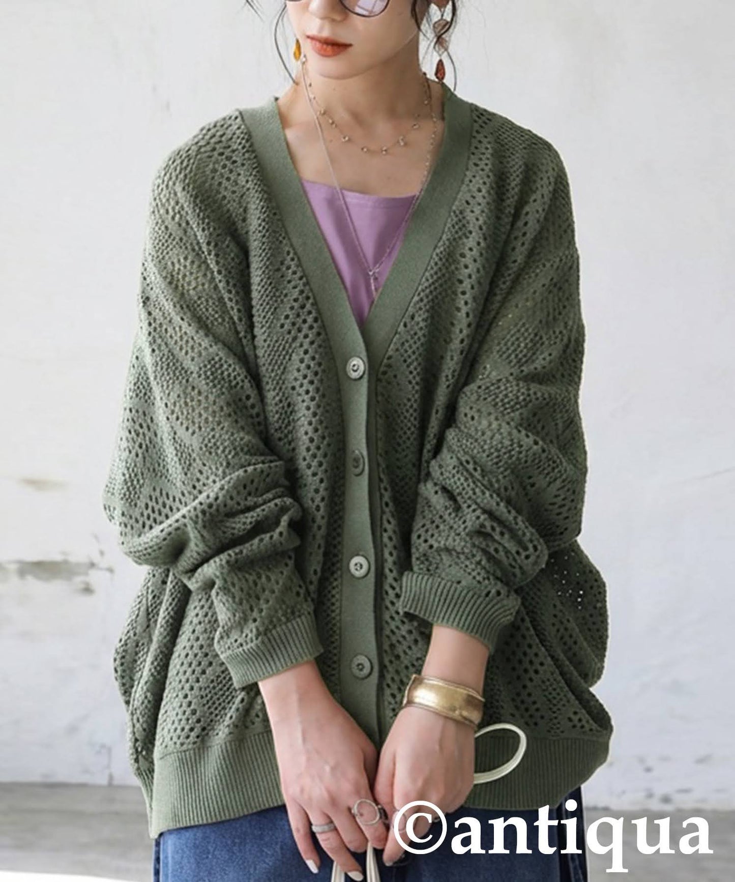 Openwork Knit Cardigan Ladies
