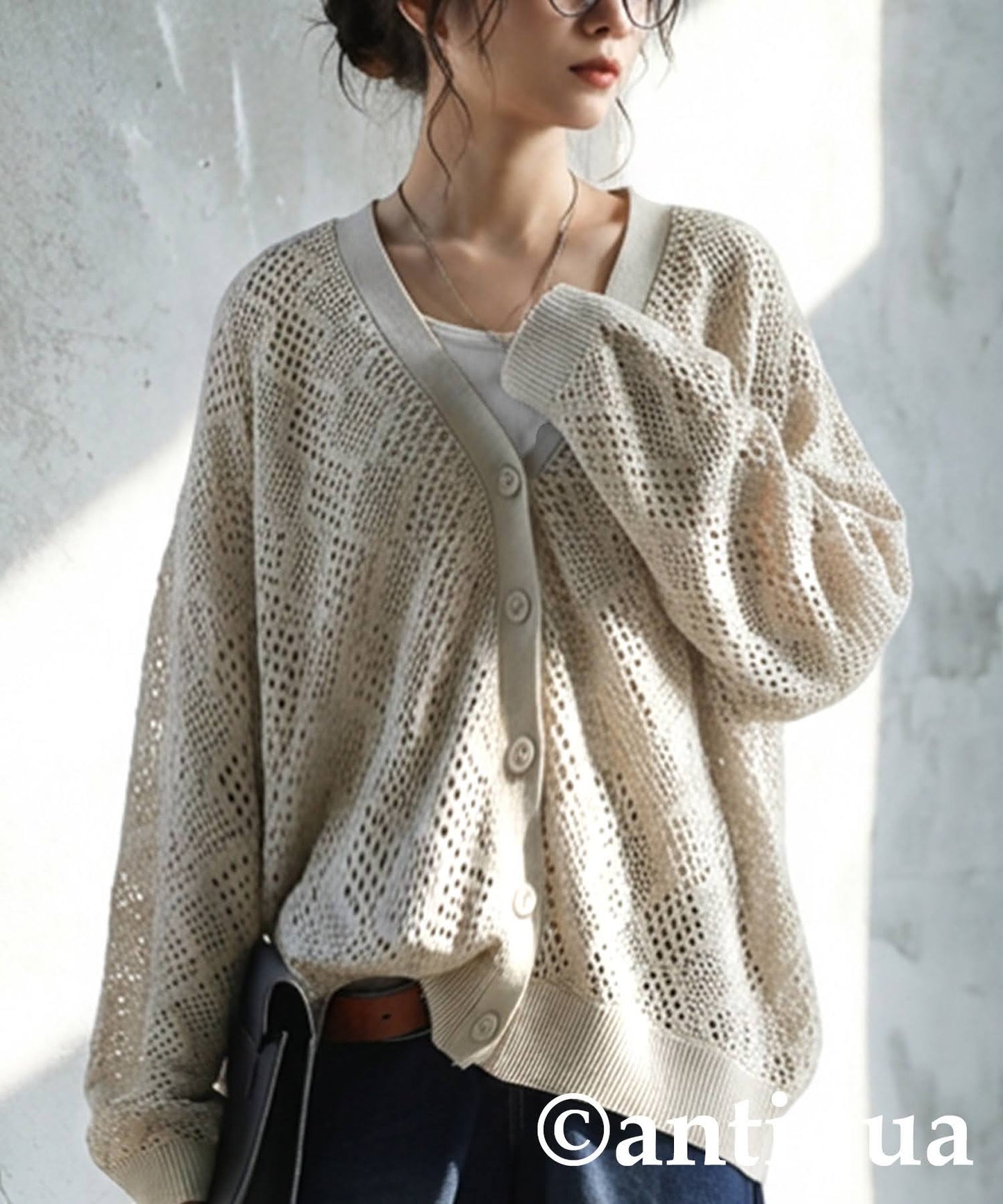Openwork Knit Cardigan Ladies
