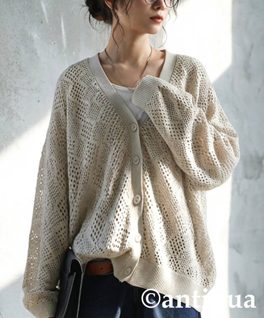 Openwork Knit Cardigan Ladies