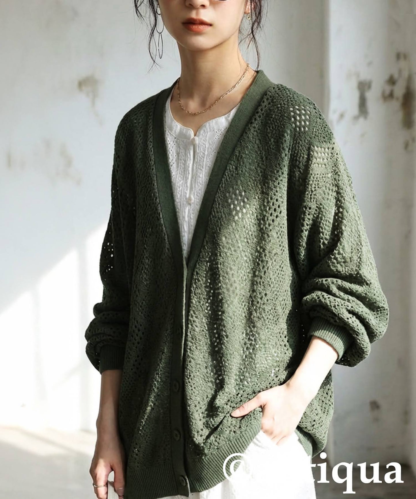 Openwork Knit Cardigan Ladies