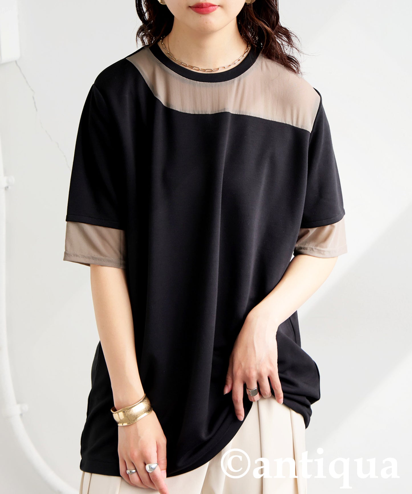 Ladies Sheer Short Sleeve Top
