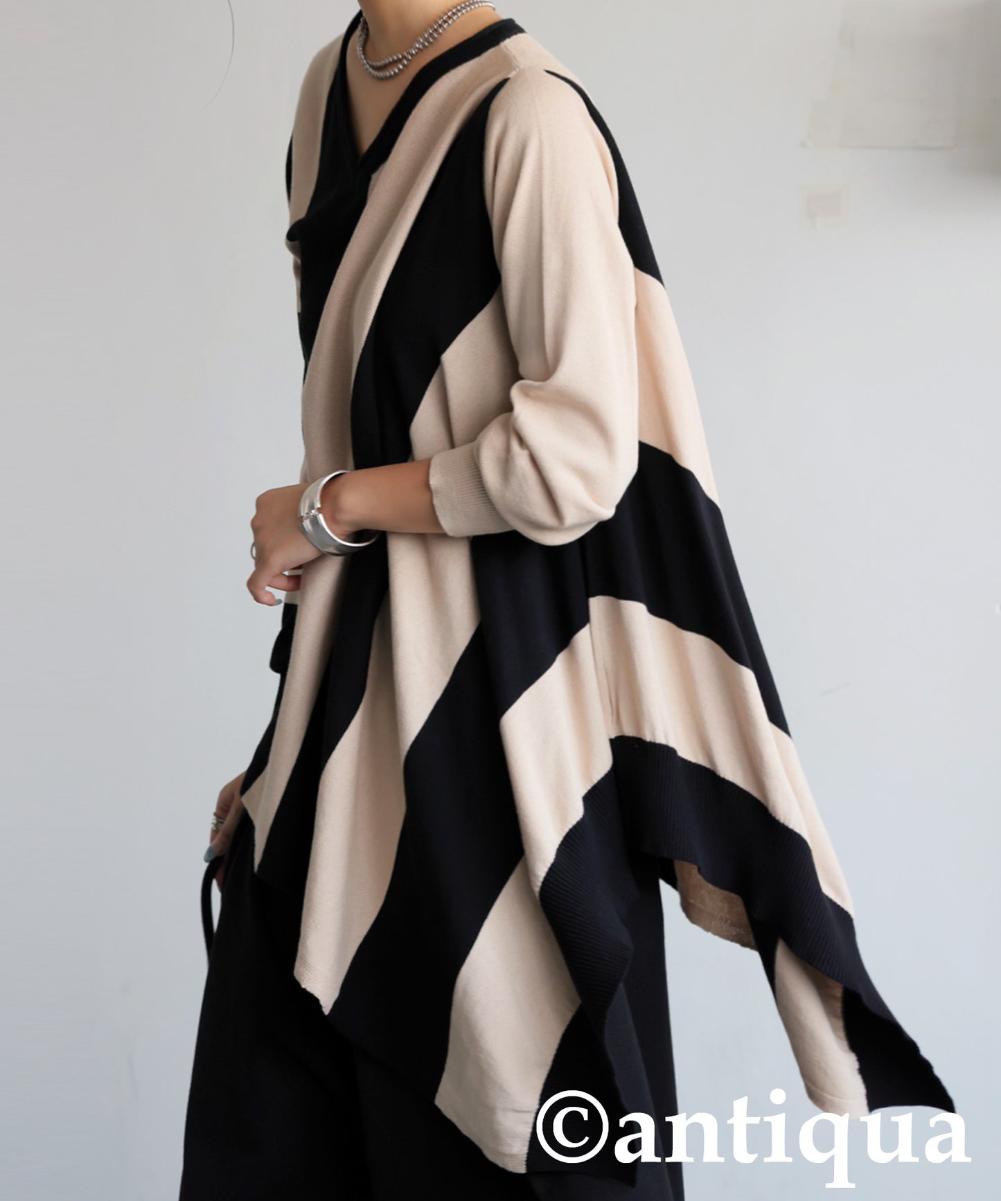 Bias Striped Knit Ladies