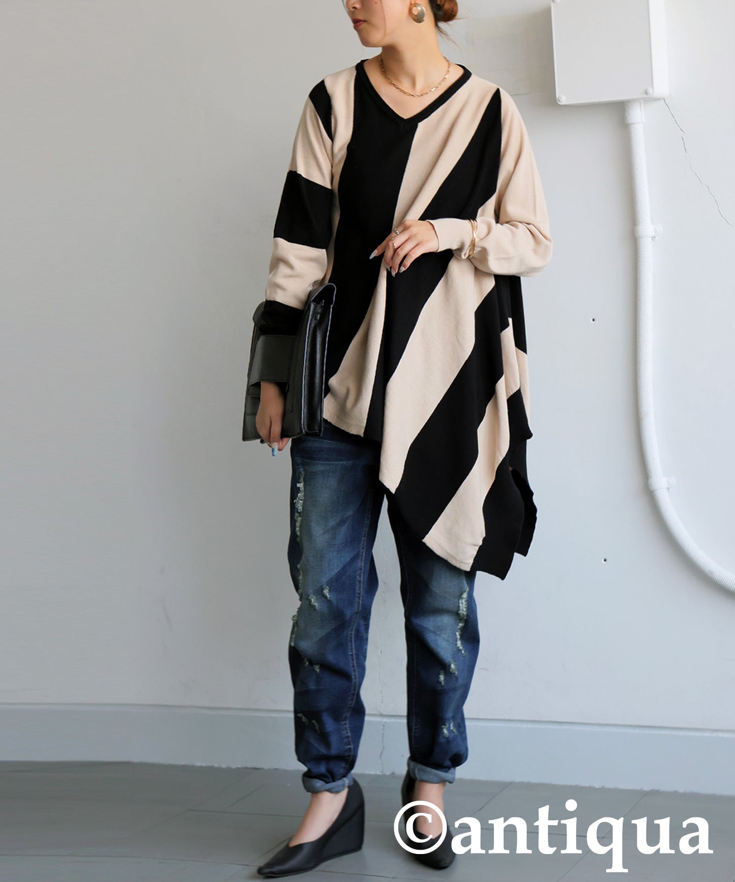 Bias Striped Knit Ladies