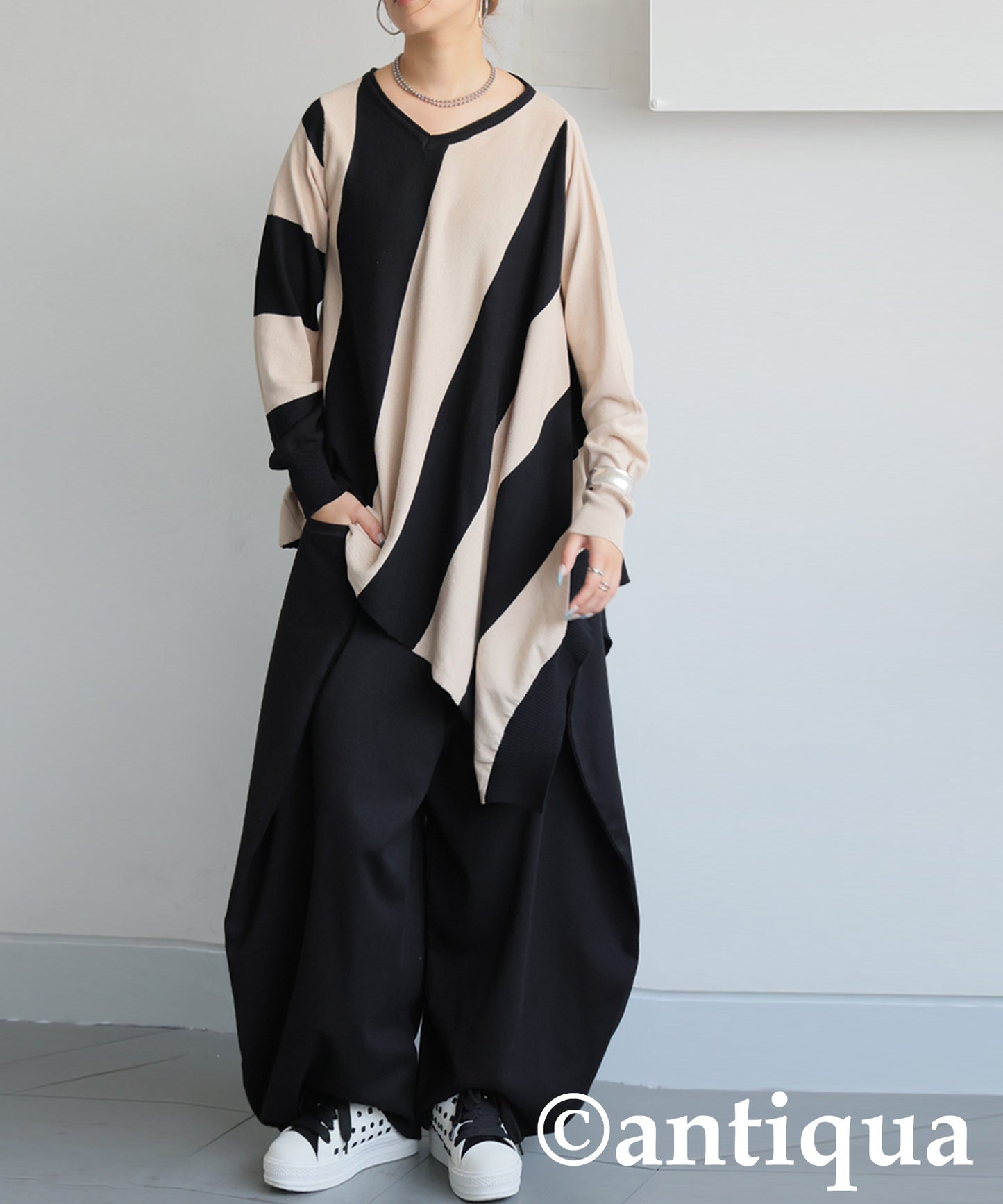 Bias Striped Knit Ladies